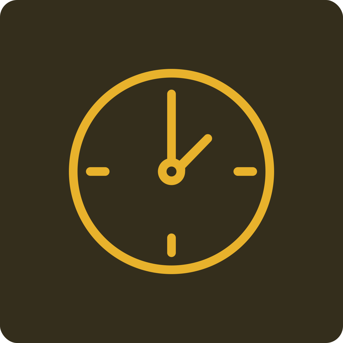 A clock with a gold outline and hands showing 12:10
