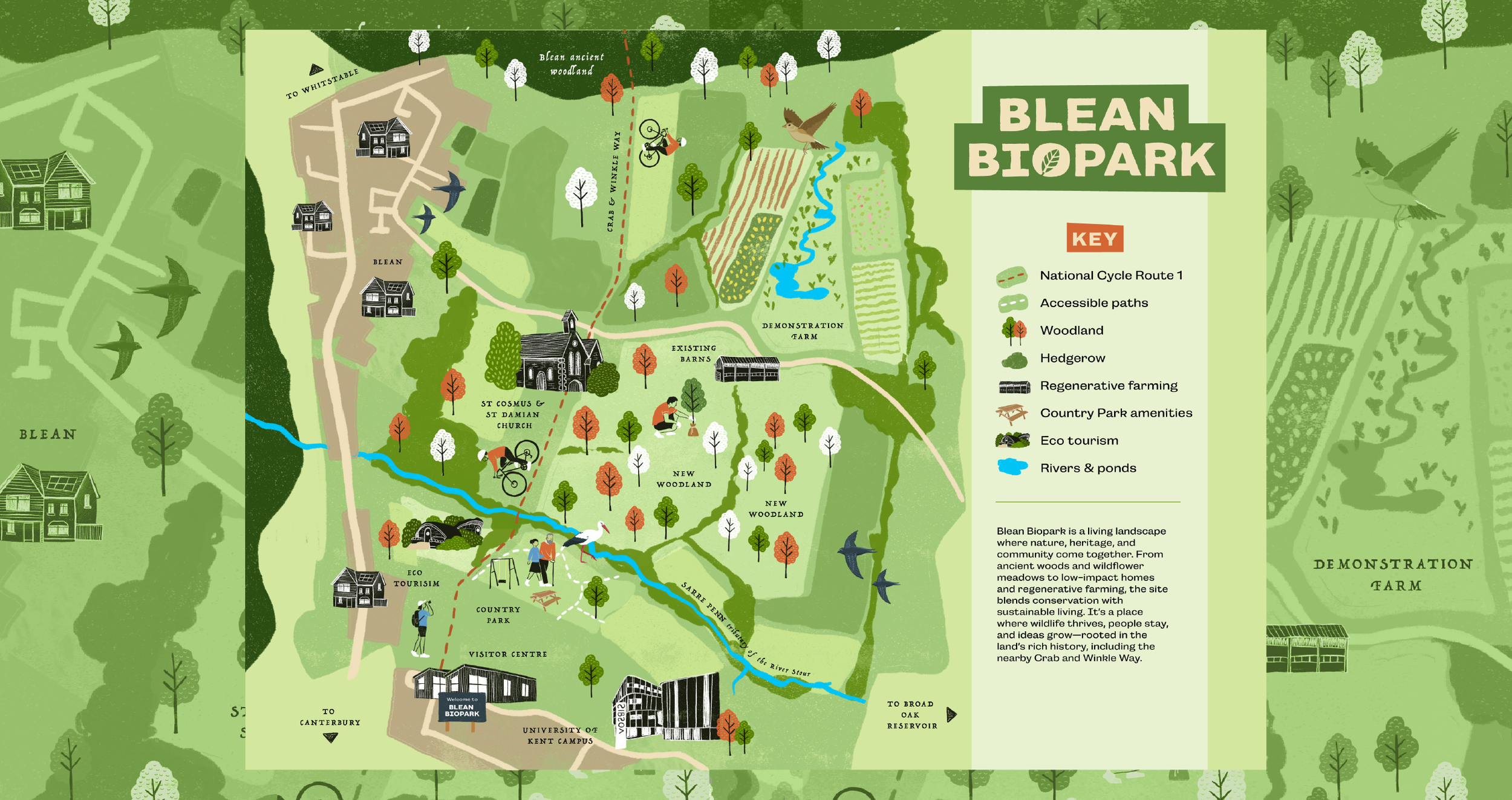 Blean biopark illustrated map with key