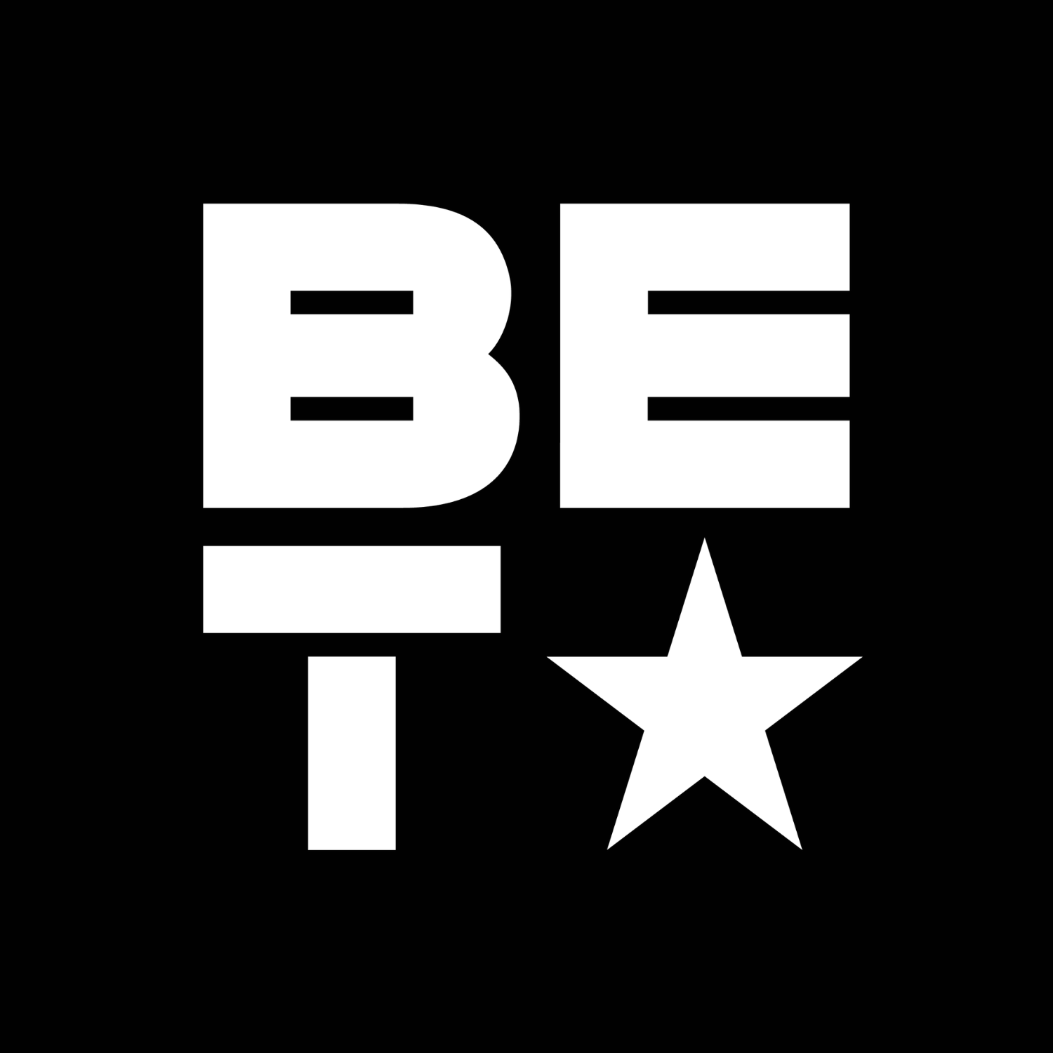 Black background with large white text reading 'BE' and 'IT', a star shape, and a small rectangle.