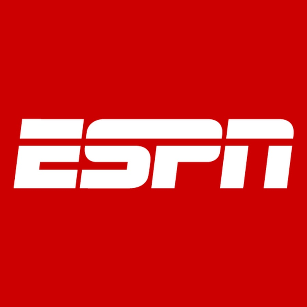 ESPN logo in white on a red background