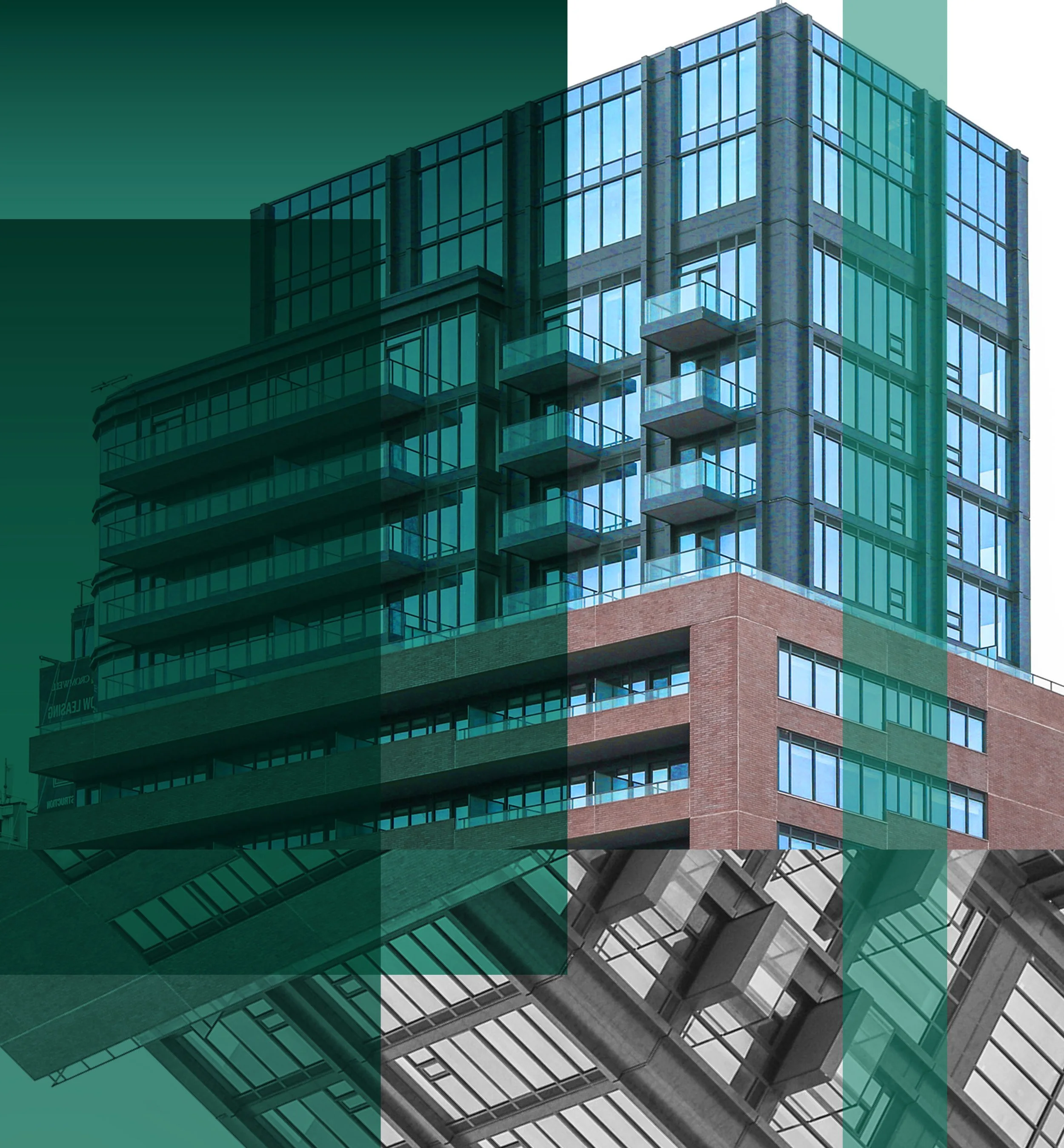 Mid-rise residential building at 2525 Bathurst Street, Toronto, with glass balconies, completed by The Firm Developments