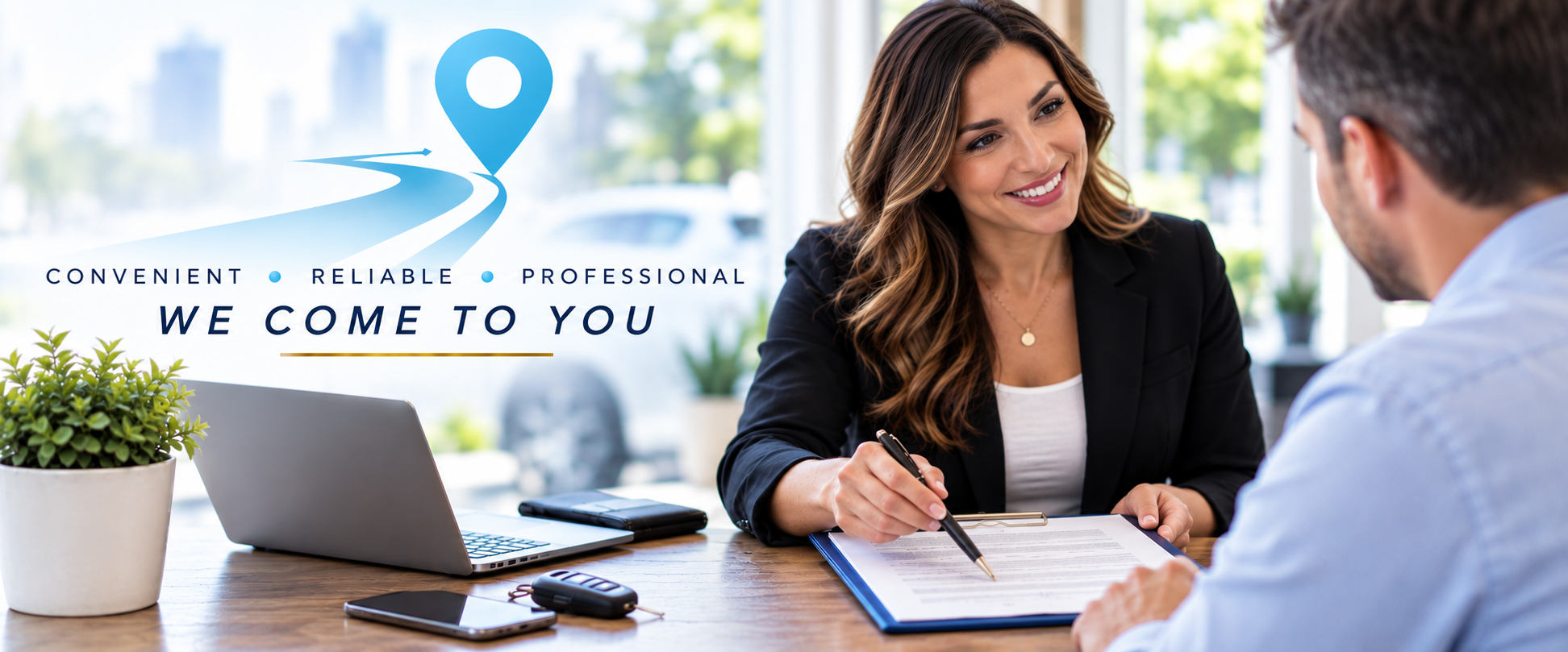 'Convenient,' 'Reliable,' 'Professional,' 'We Come to You.'