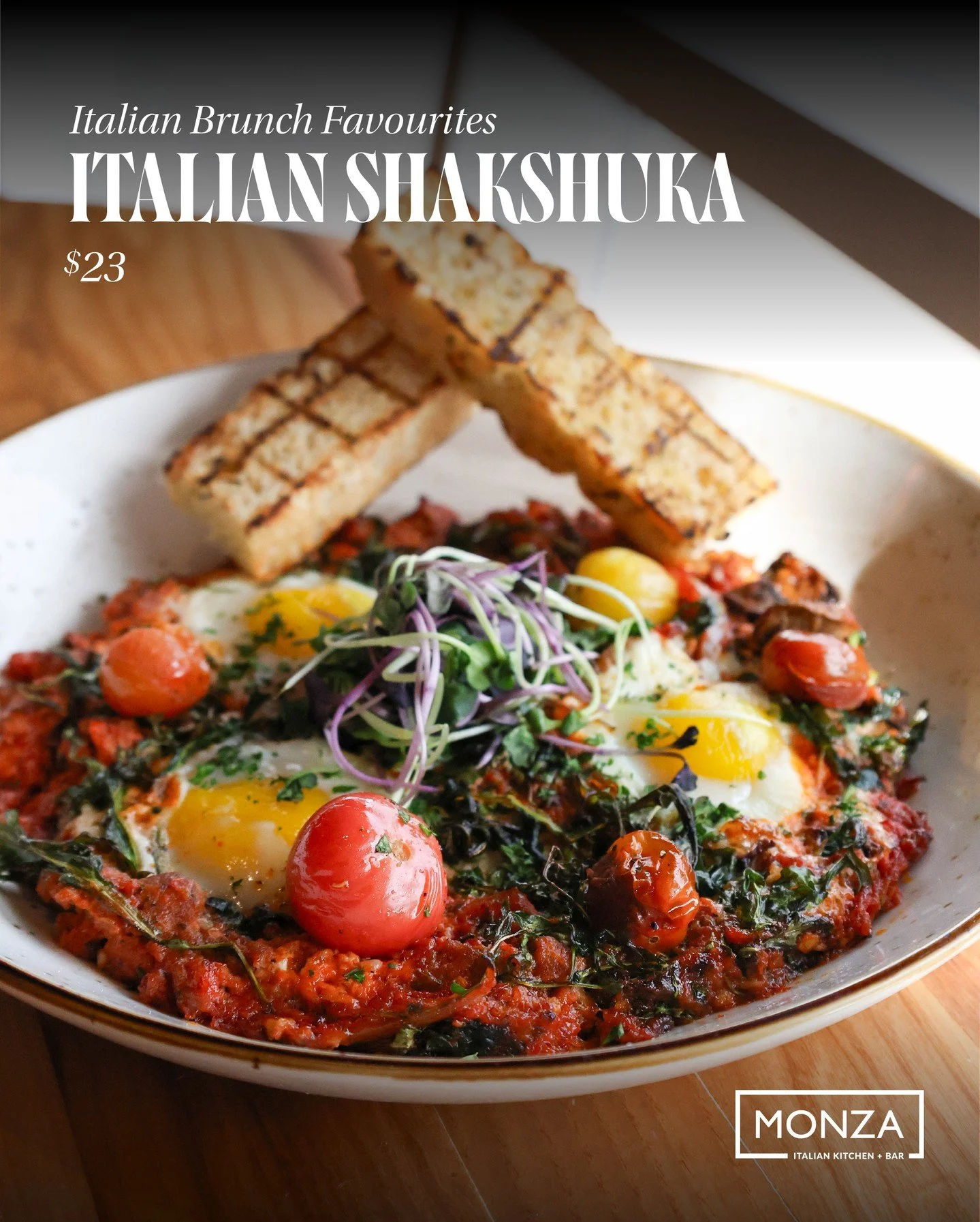 Skip the standard breakfast spot and dive into Italian brunch at Monza. Served every Saturday, Sunday, and holiday Monday from 11:00 AM to 3:00 PM.