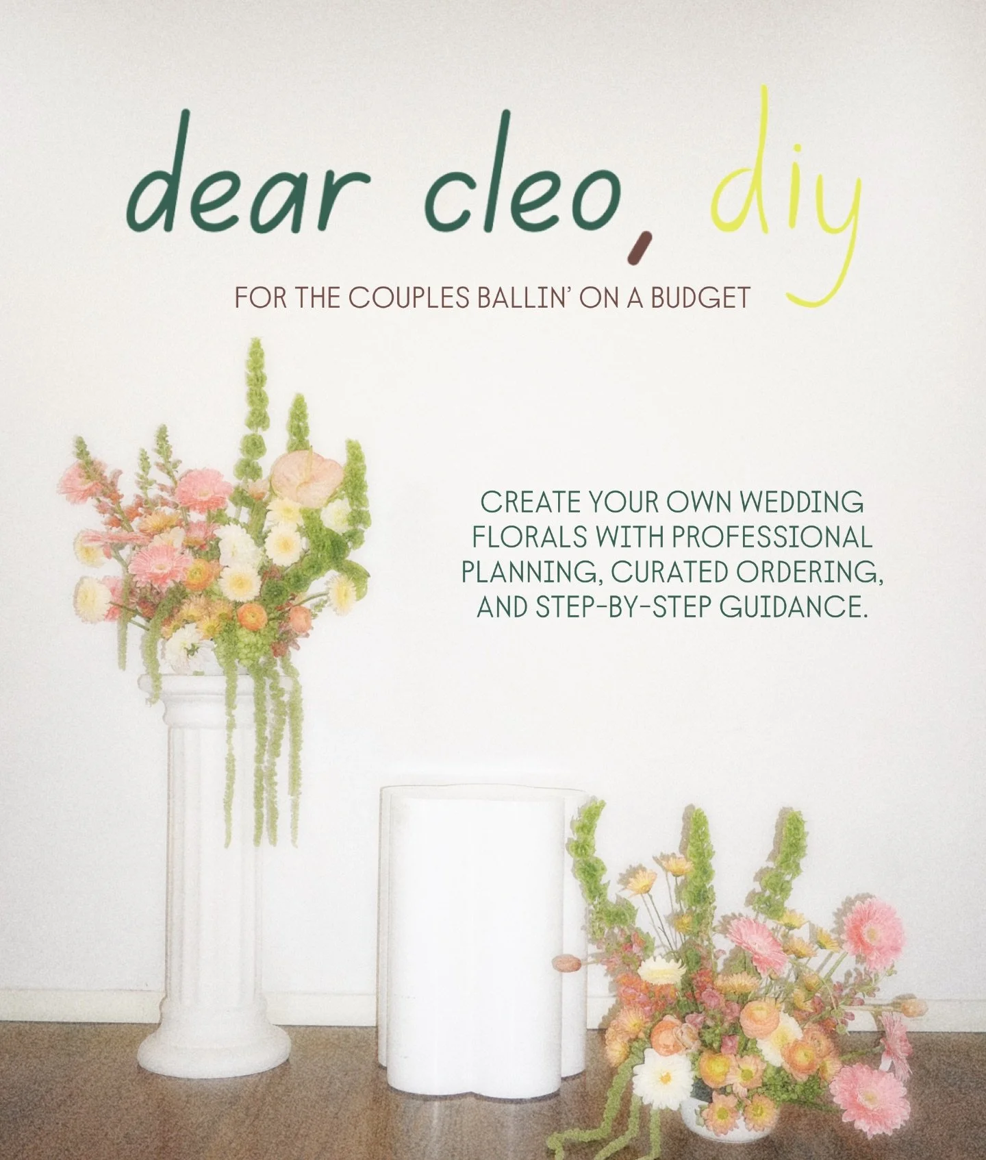 Introducing&hellip; 🥁🥁🥁
DEAR CLEO, DIY

Create your own wedding florals with professional planning, thoughtfully curated ordering, and step-by-step guidance every step of the way.

We know weddings can get expensive. So we&rsquo;ve created a way t