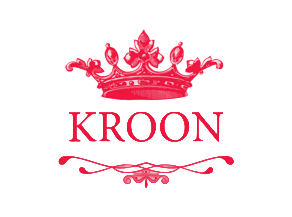 Pink crown above the word 'KROON' with decorative flourishes beneath