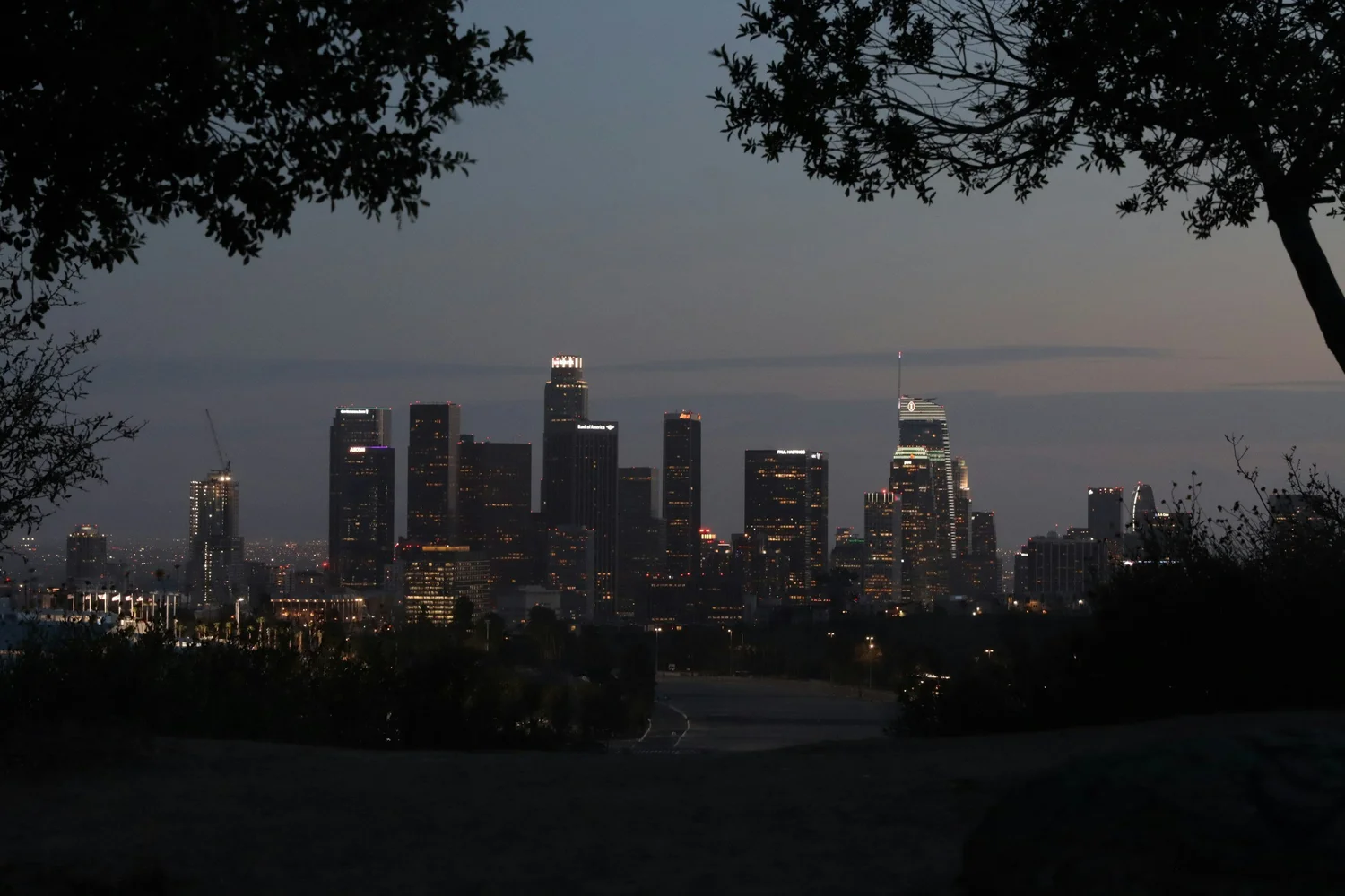 Downtown Los Angeles skyline at dusk