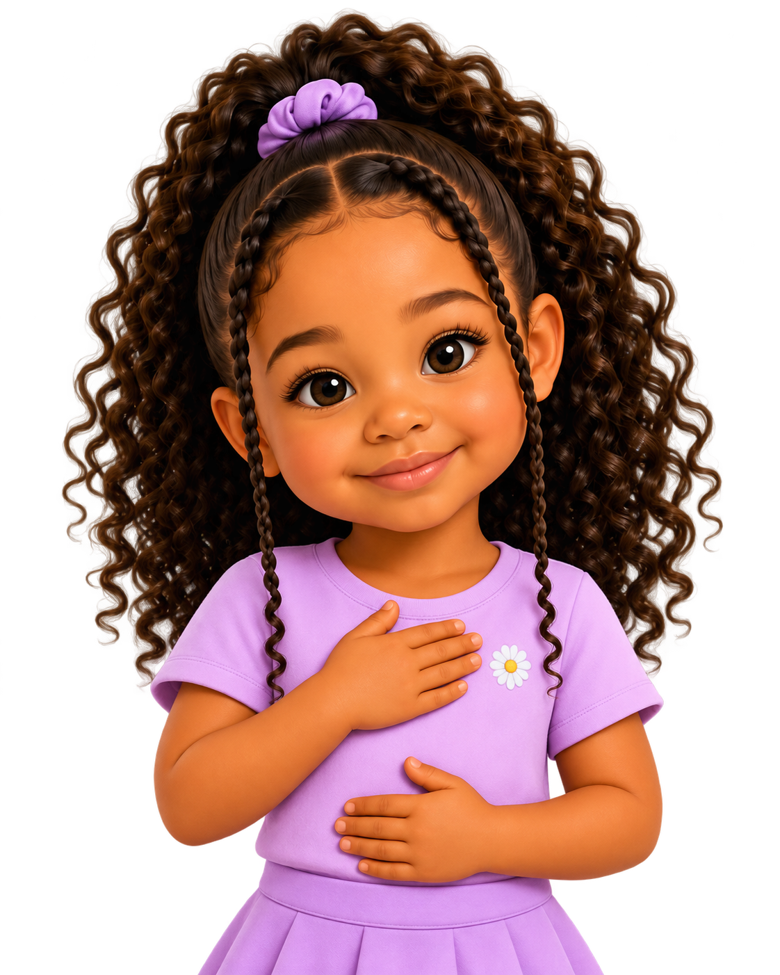 Amaya practices a slow breath with one hand on her chest and one hand on her stomach.