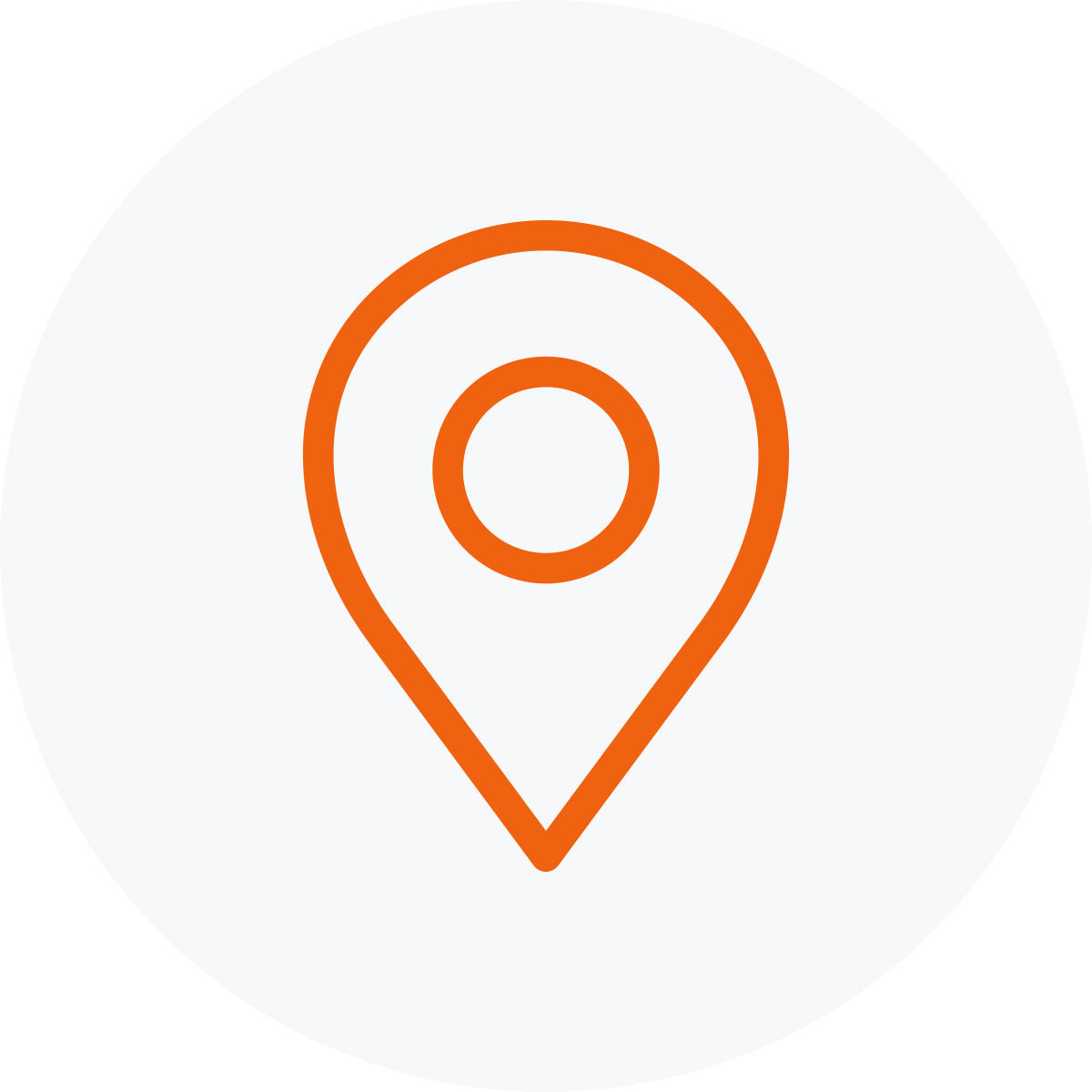 Map pin icon inside a circular button with a light gray background.