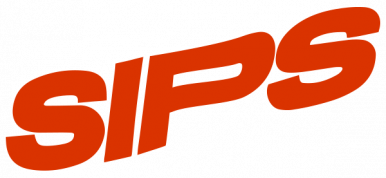 SIPS logo in bold red letters with a black arrow pointing upward behind it.