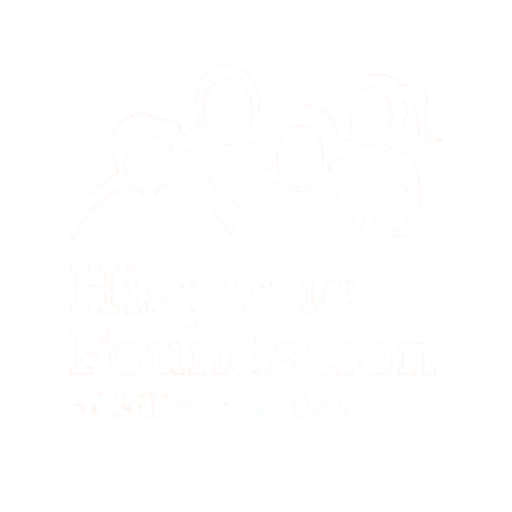 Logo of Hispanic Foundation of Silicon Valley featuring stylized faces of three people and the foundation's name.