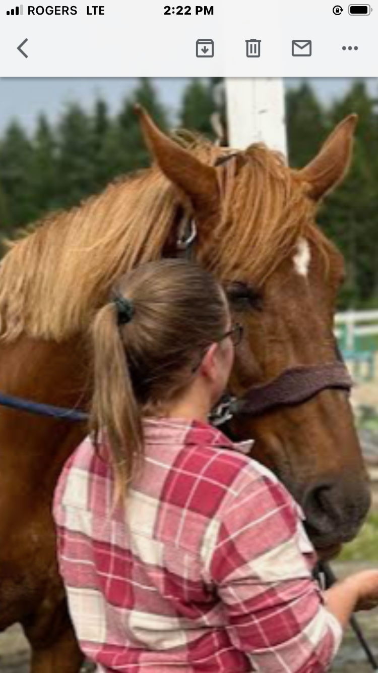 Sue McDermid with a horse at Riverway - Riverway Therapy, North Bay