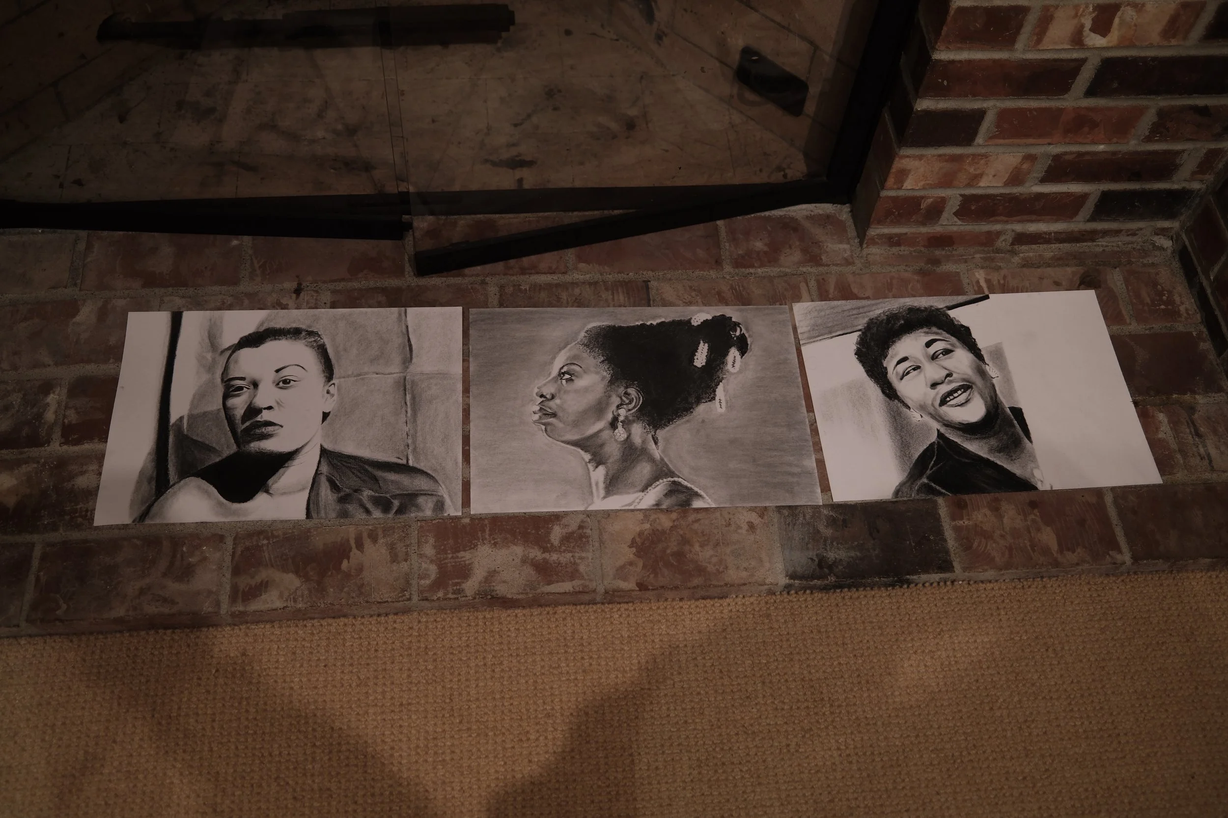 Billie H., Nina S., and Ella F. (Charcoal and Pencil on Paper) 2026
