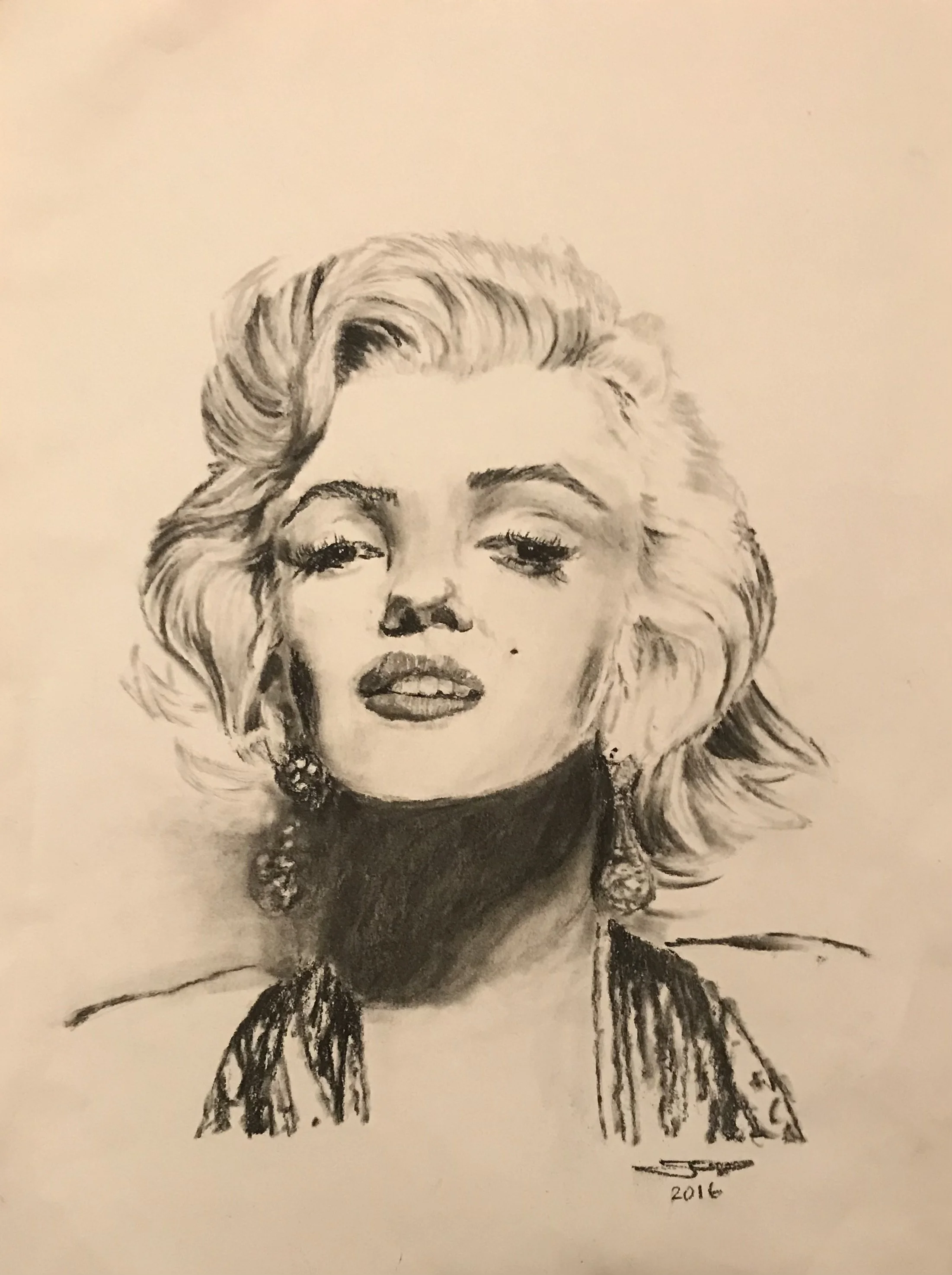 Marilyn M. (Charcoal and Pencil on Paper) 2016