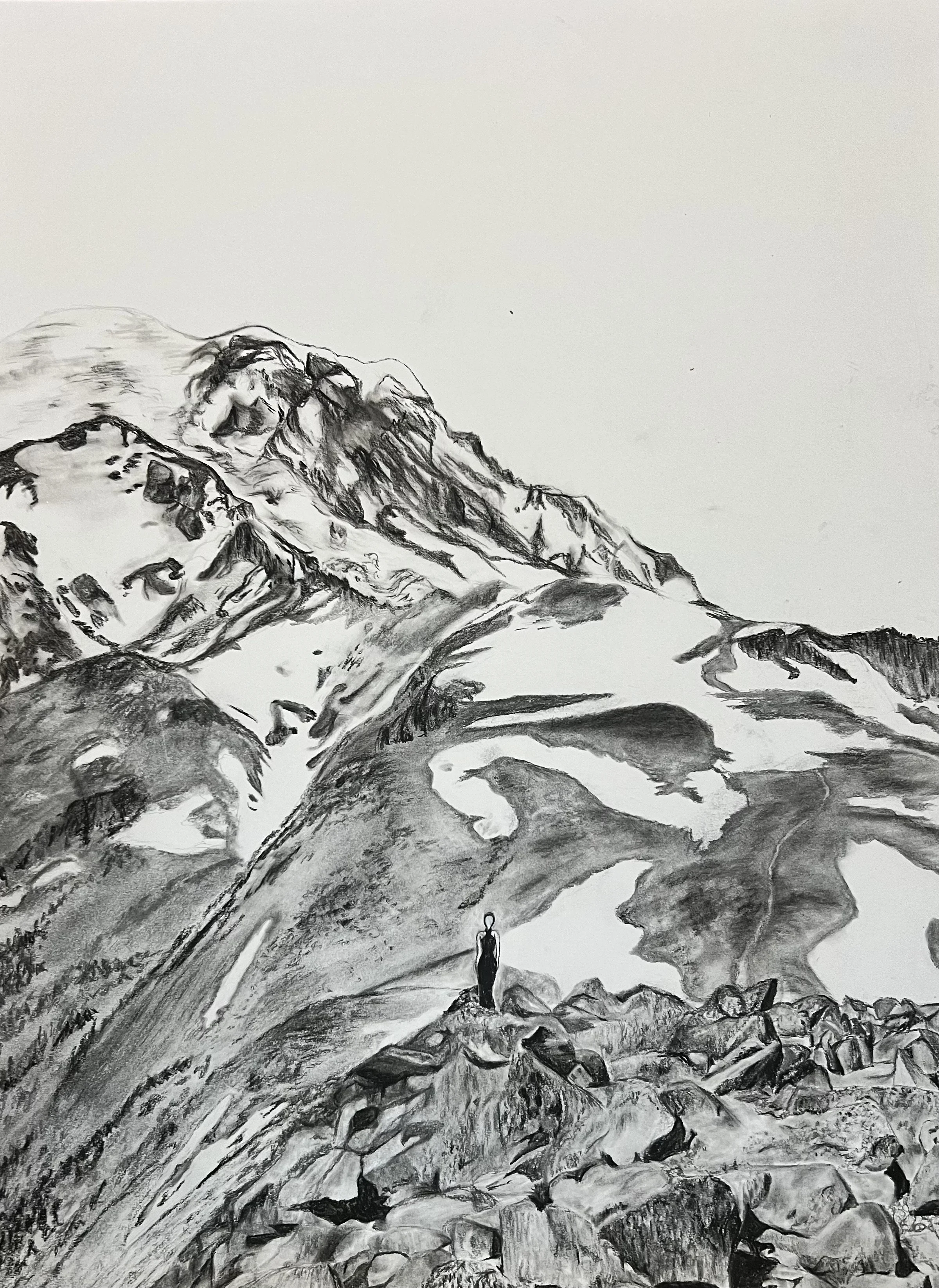 Sylvie's Mountain (Charcoal and Pencil on Paper) 2024