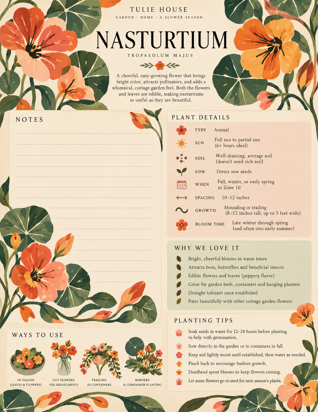 Nasturtium Garden Notes