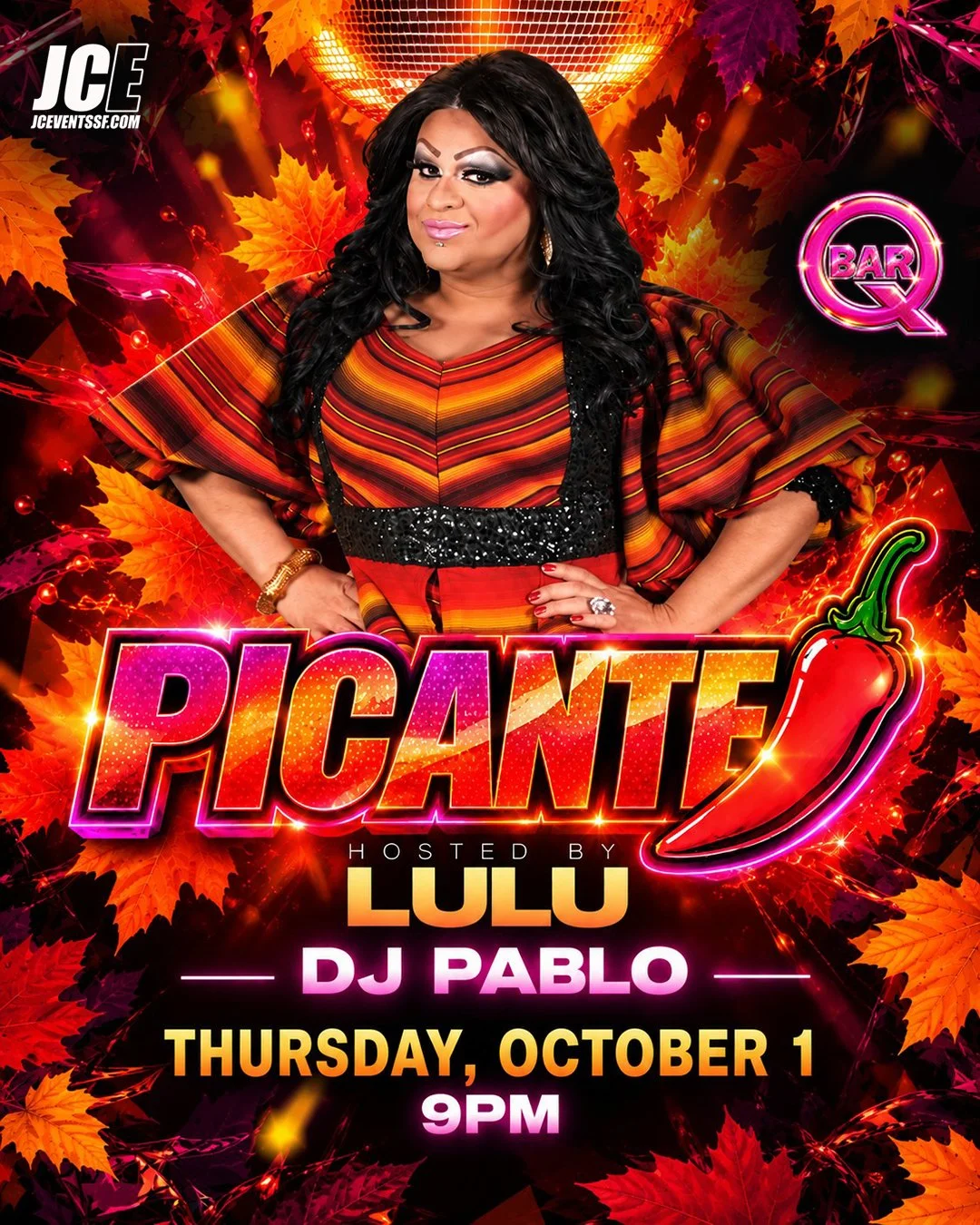 Flyer for Picante Latin Party Thurs Oct 1st 9pm DJ Pablo