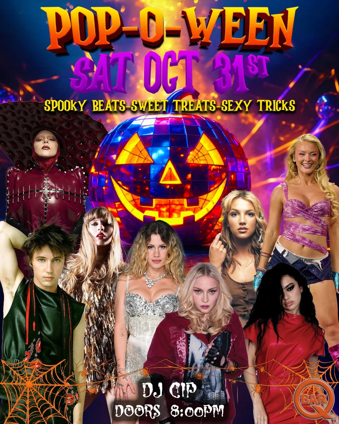 Flyer for Pop-O-Ween, Halloween Night in the Castro Sat Oct 31st, 8pm with DJ CIP