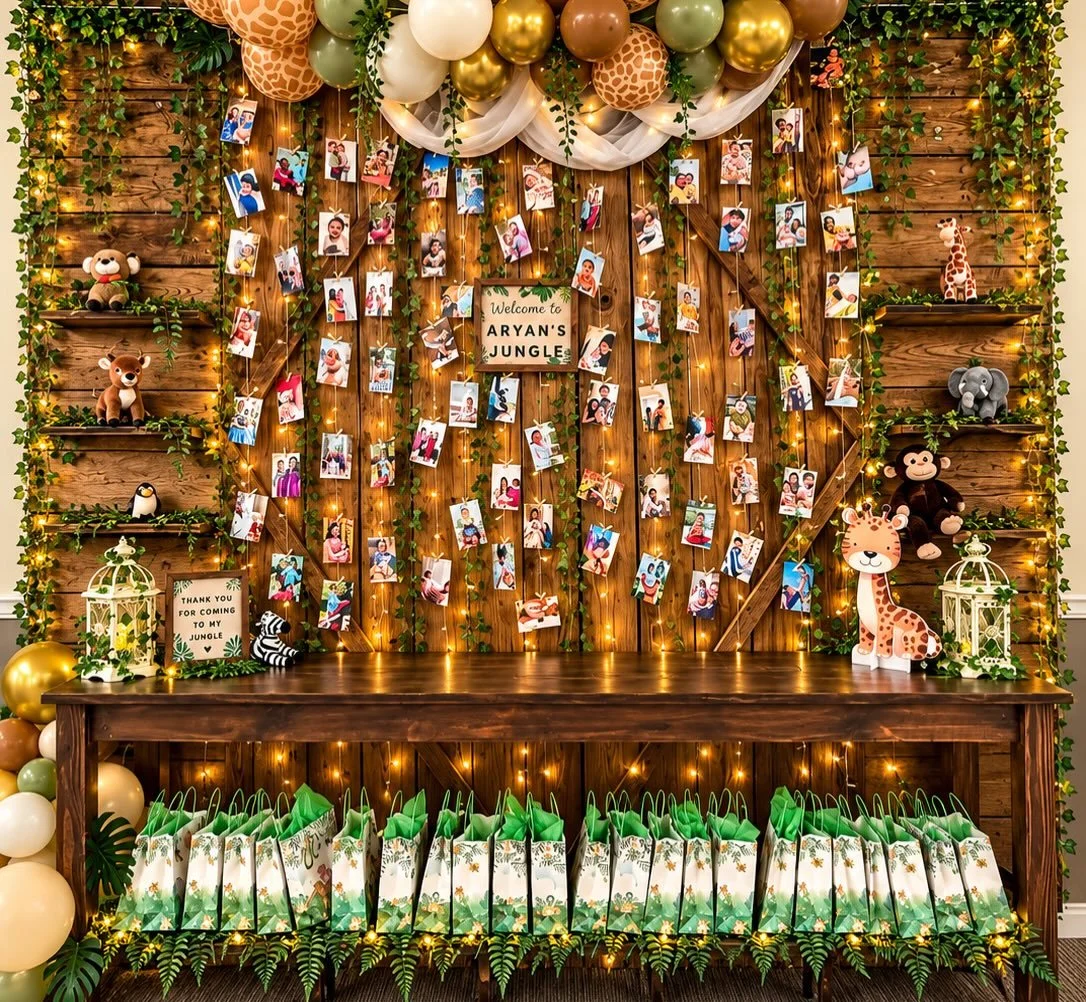 It&rsquo;s all in the details!!

A little WILD, a lot of ONE! 🦁🌿✨

Aryan&rsquo;s first birthday turned into his very own wild adventure! 🦒🐘🐯
Earthy greens, warm browns, touches of gold, lush greenery and the cutest safari crew &mdash; all brough