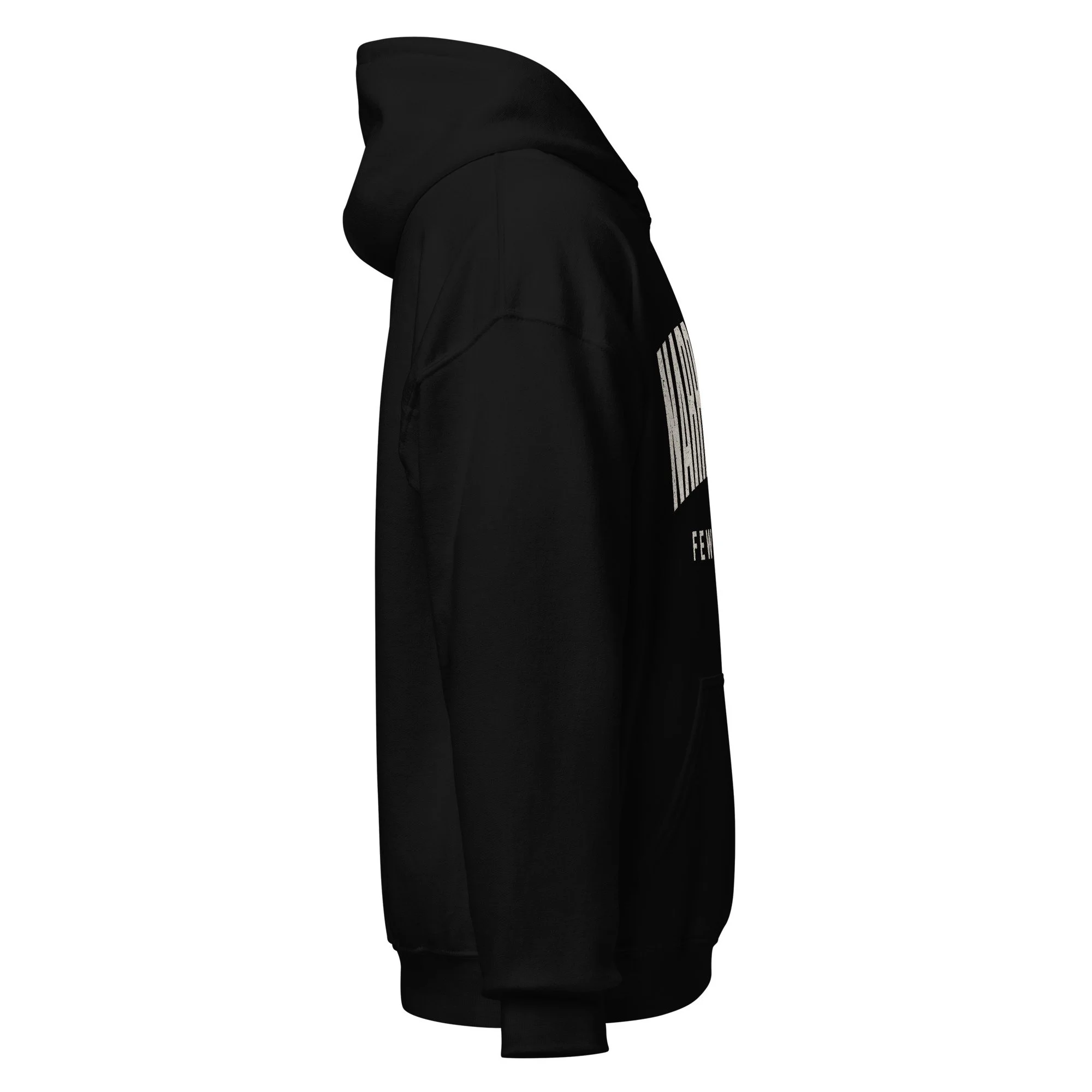 Black Fire Lane Narrow Gate Hoodie, side view close-up