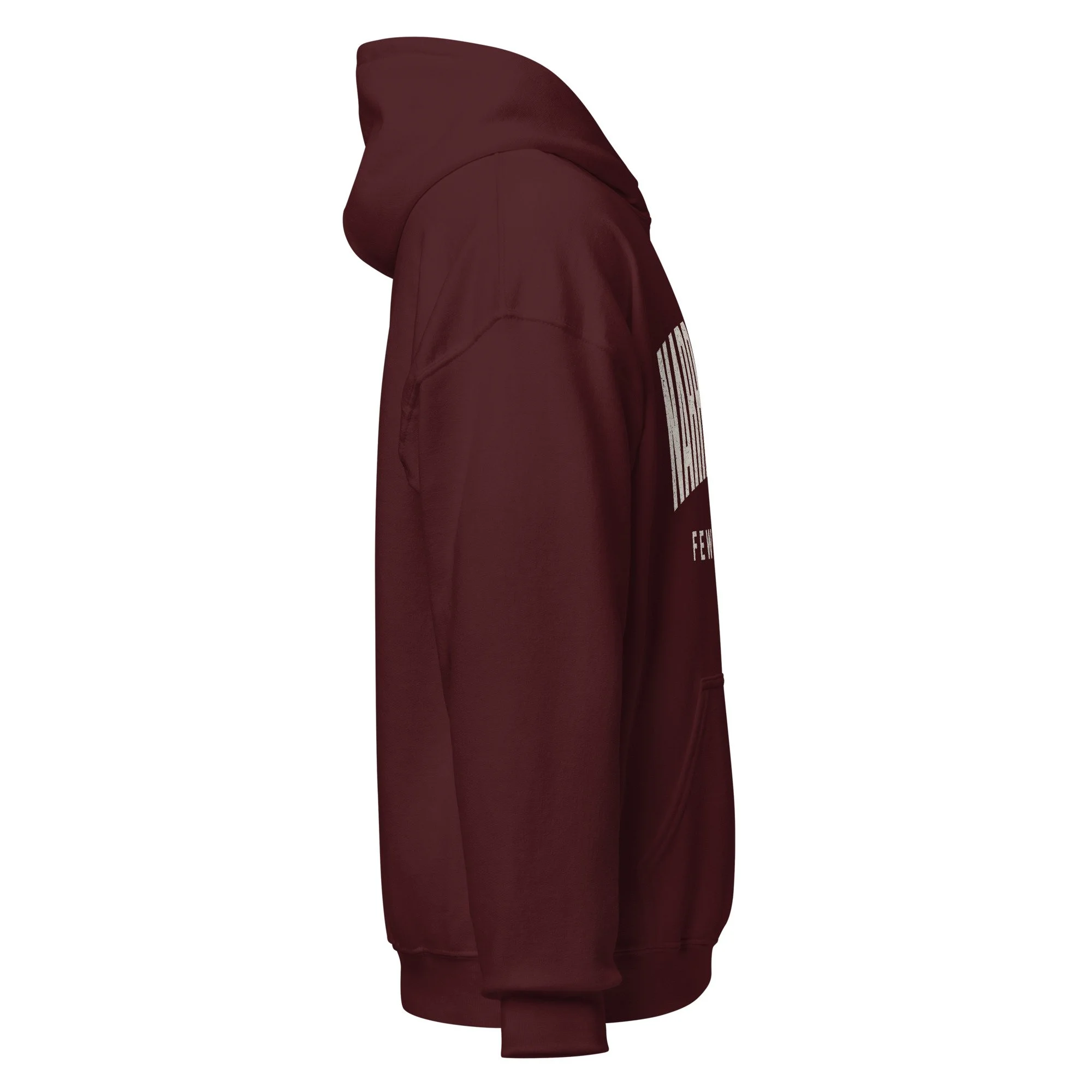 Maroon Fire Lane Narrow Gate Hoodie, side view close-up