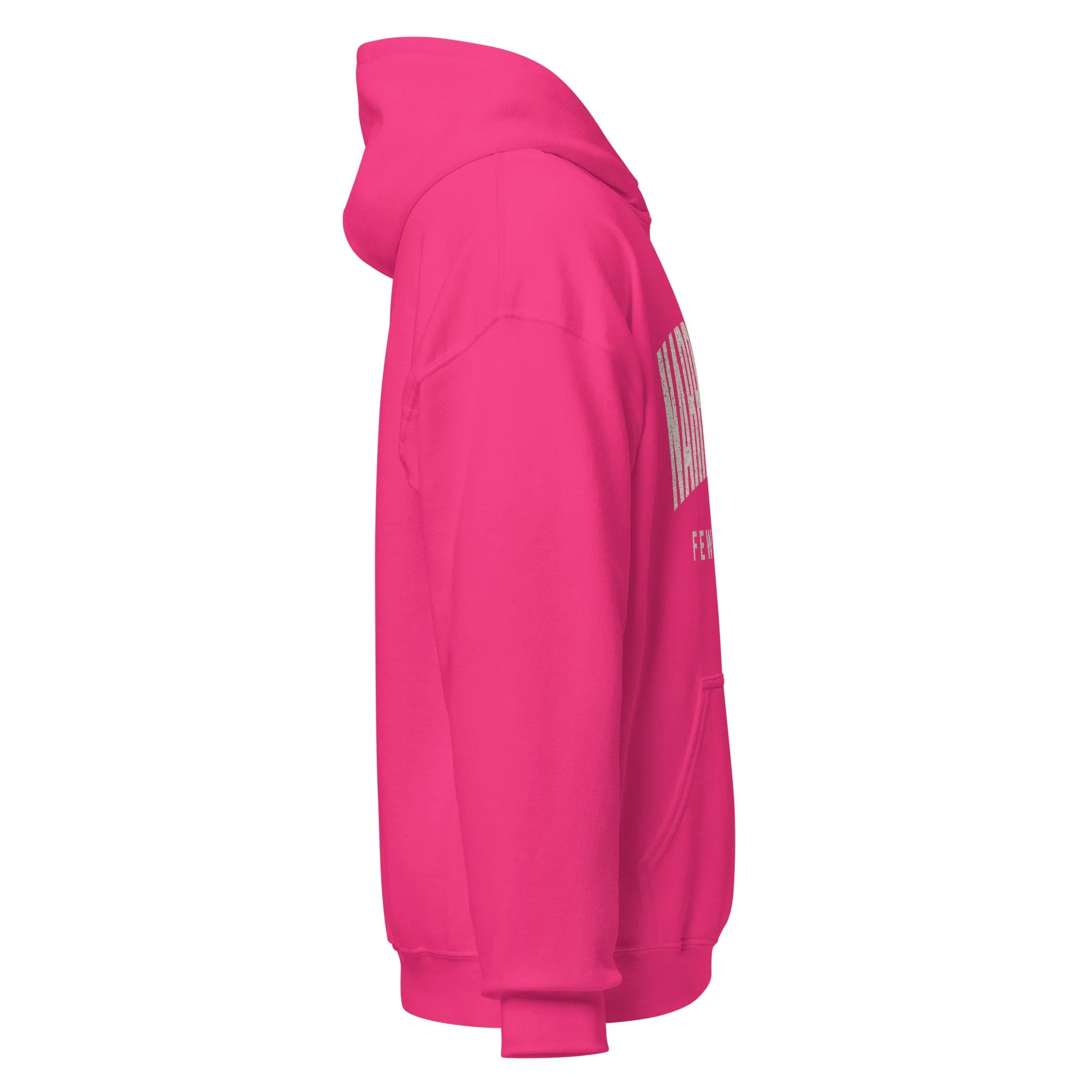 Pink Fire Lane Narrow Gate Hoodie, side view close-up