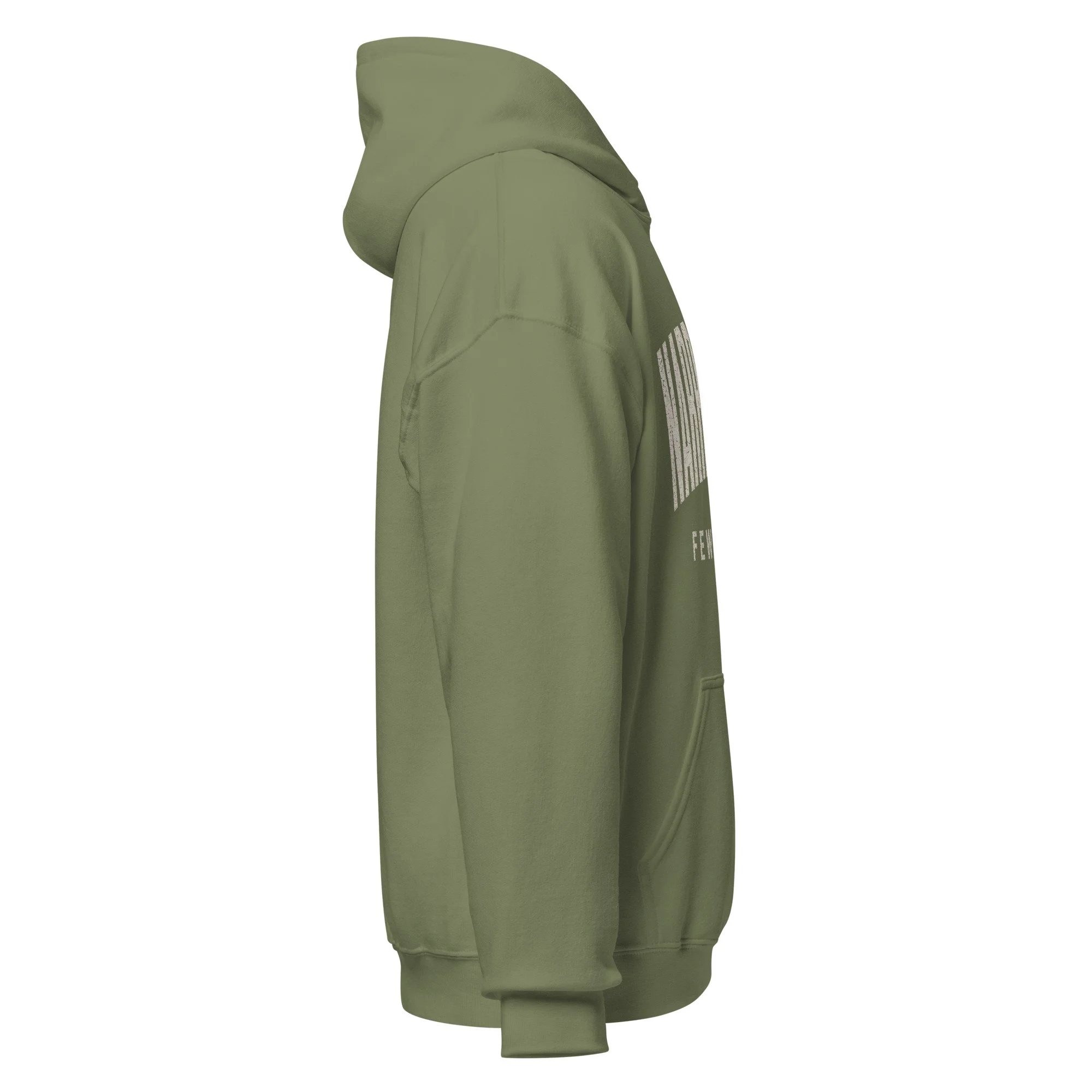 Olive Fire Lane Narrow Gate Hoodie, side view close-up