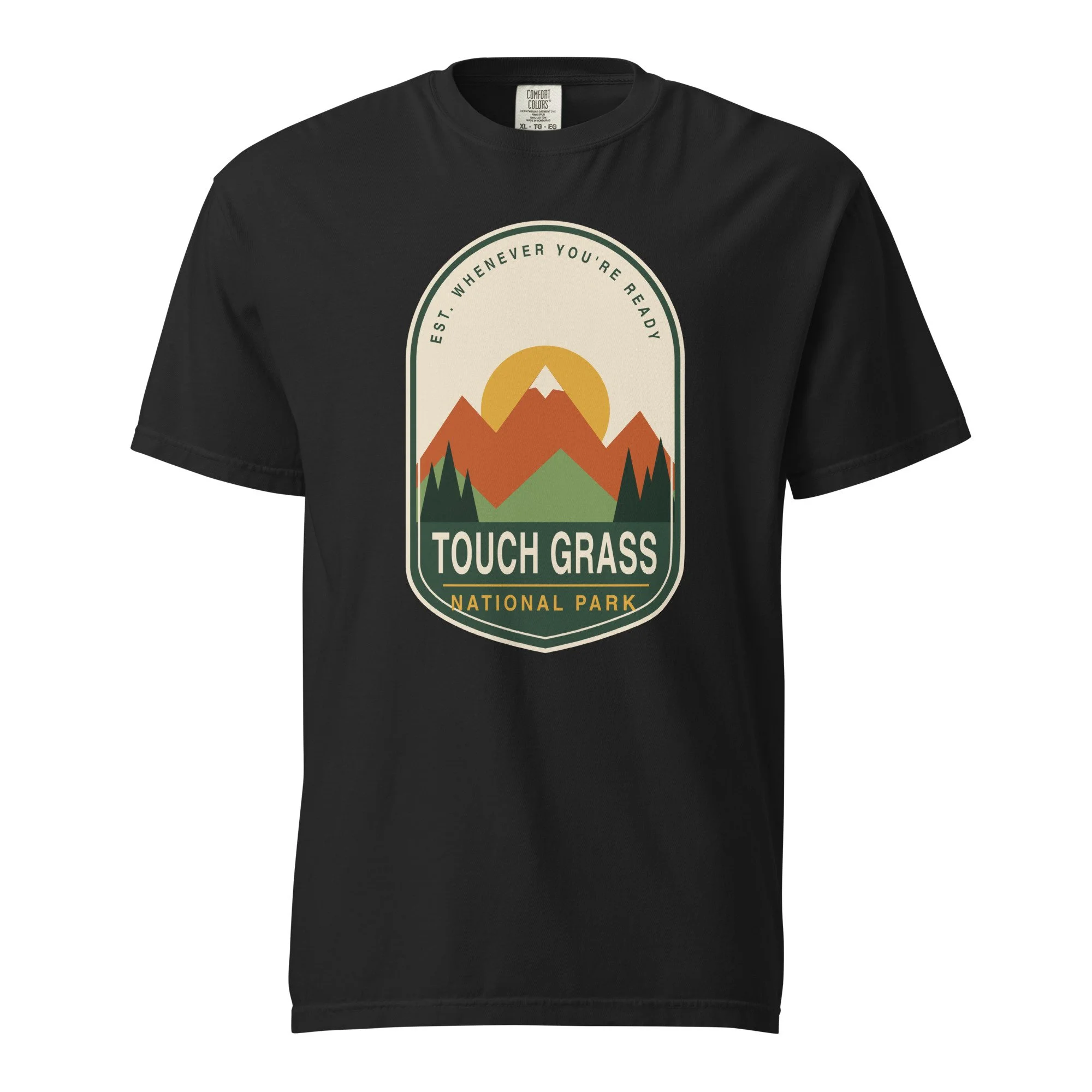 Touch Grass National Park Tee in black, front view