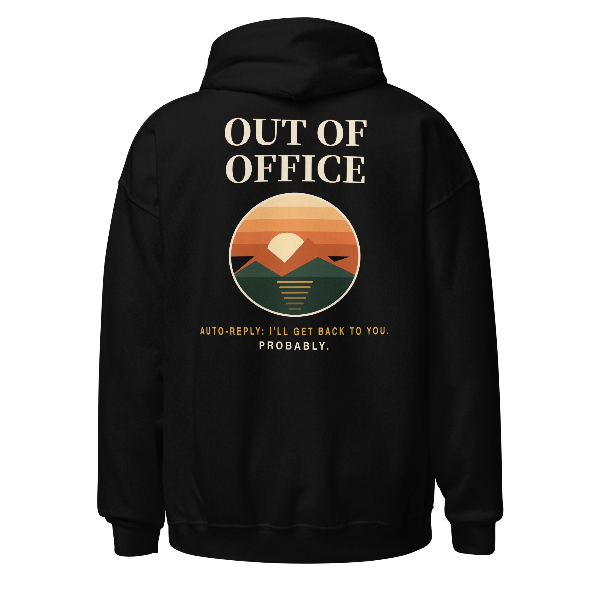 Out of Office Hoodie in black, back view