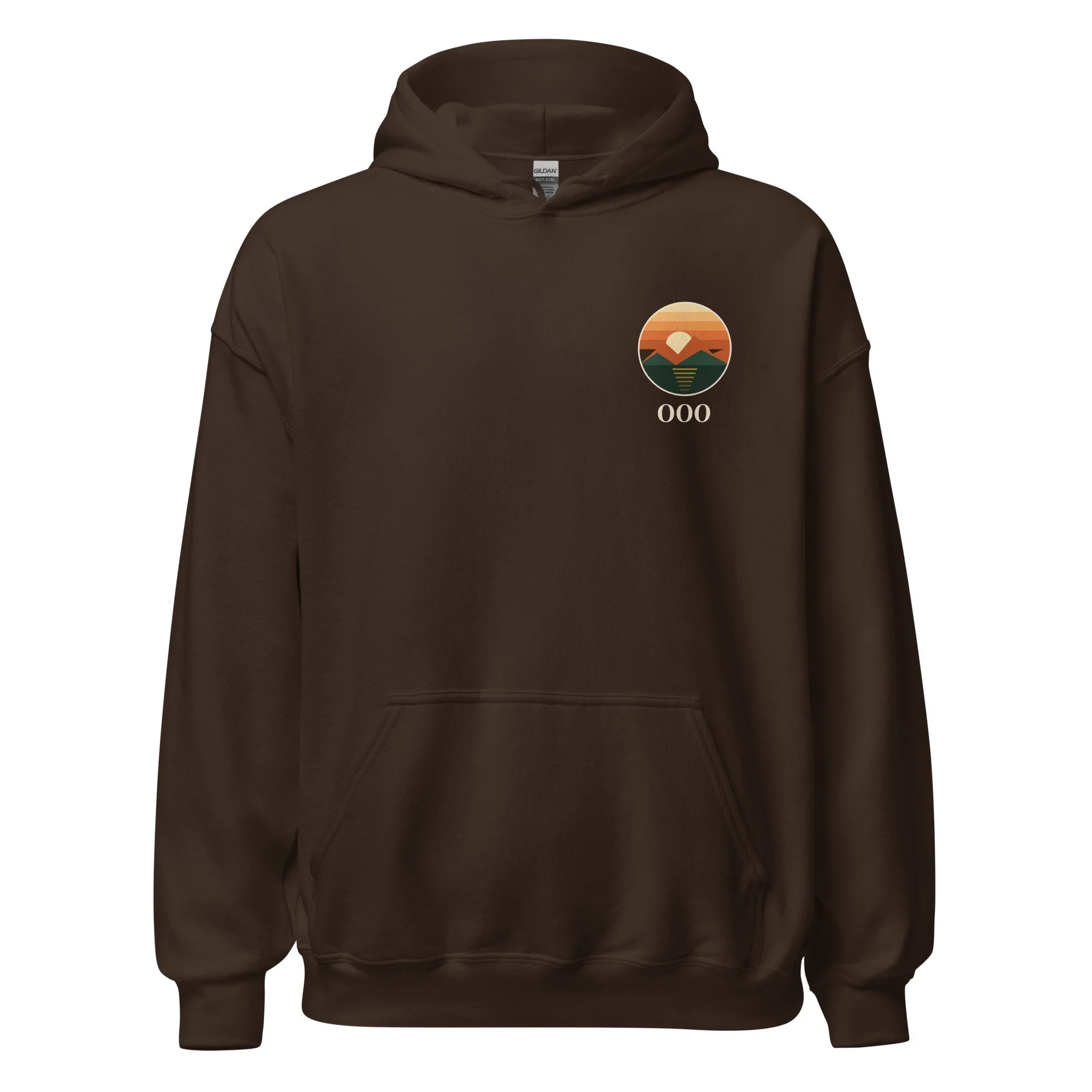 Out of Office Hoodie in dark chocolate, front view