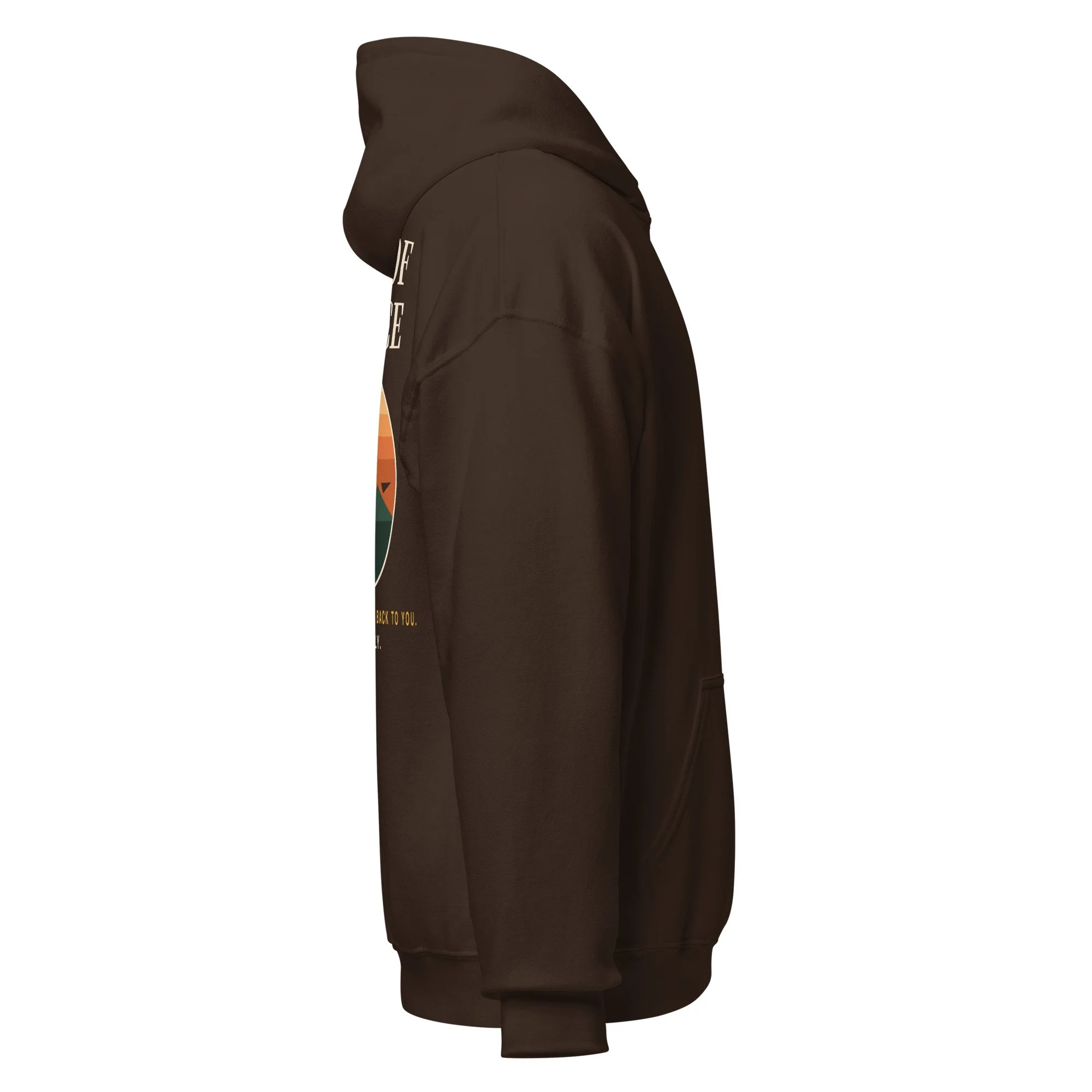 Out of Office Hoodie in dark chocolate, right view