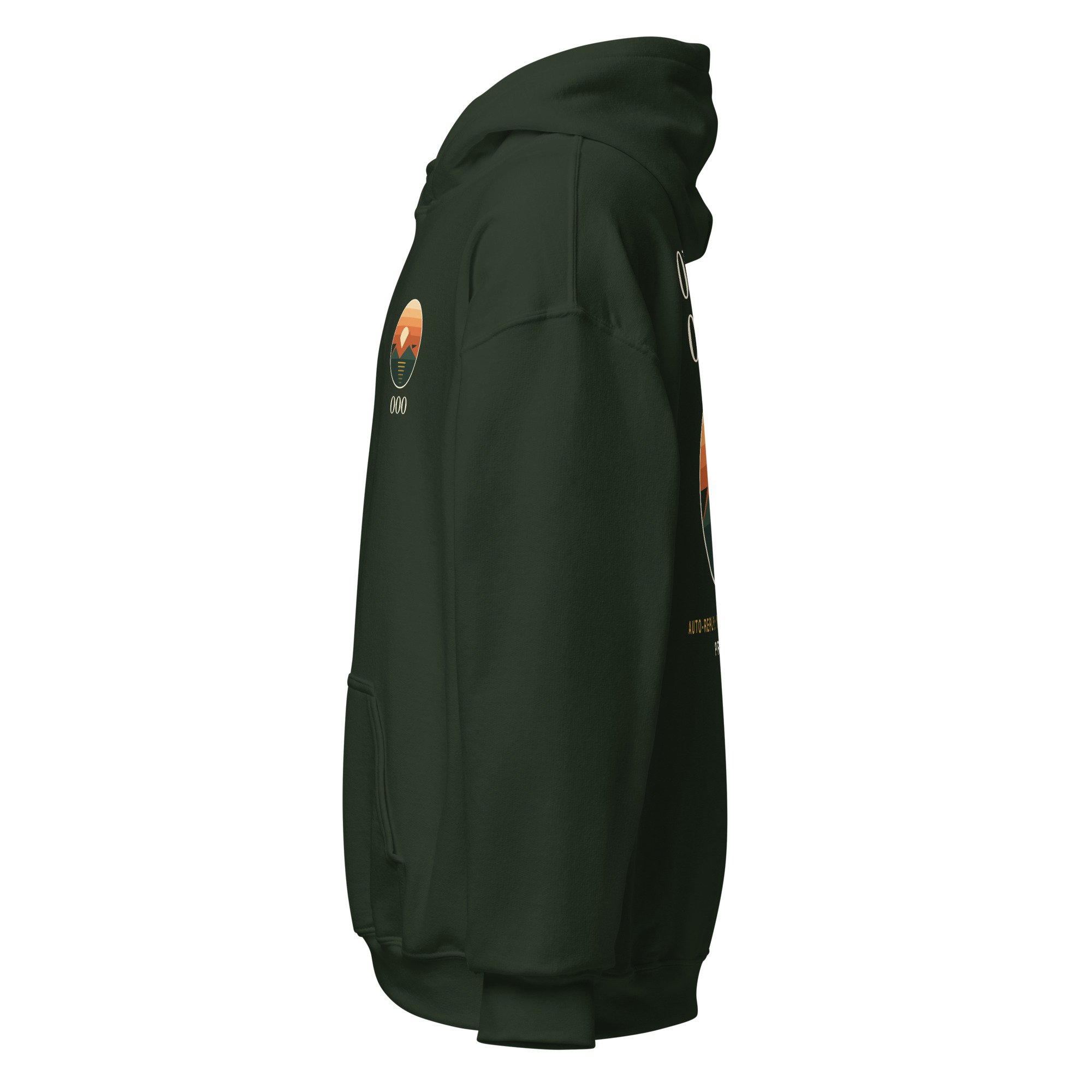 Out of Office Hoodie in forest green, left view