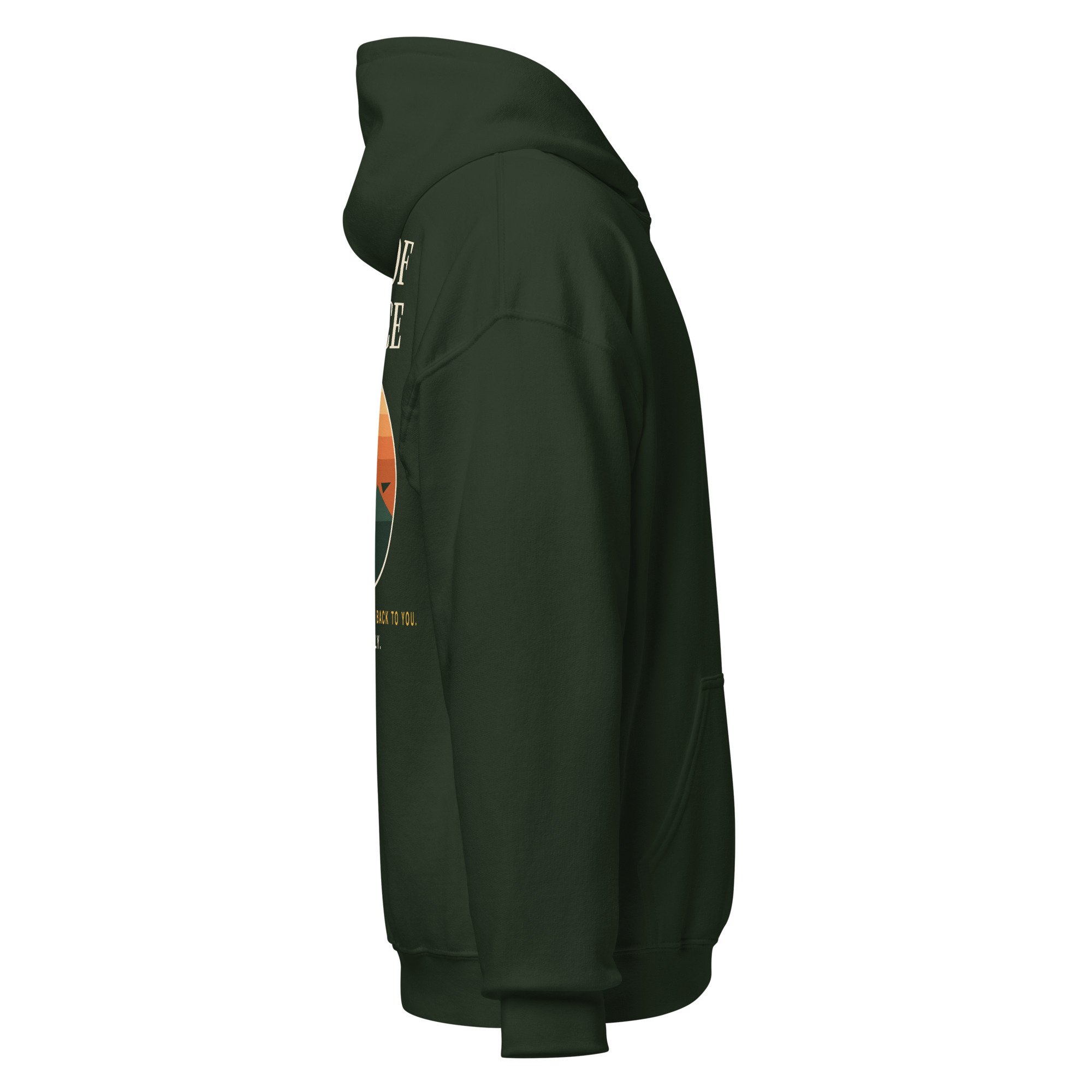 Out of Office Hoodie in forest green, right view