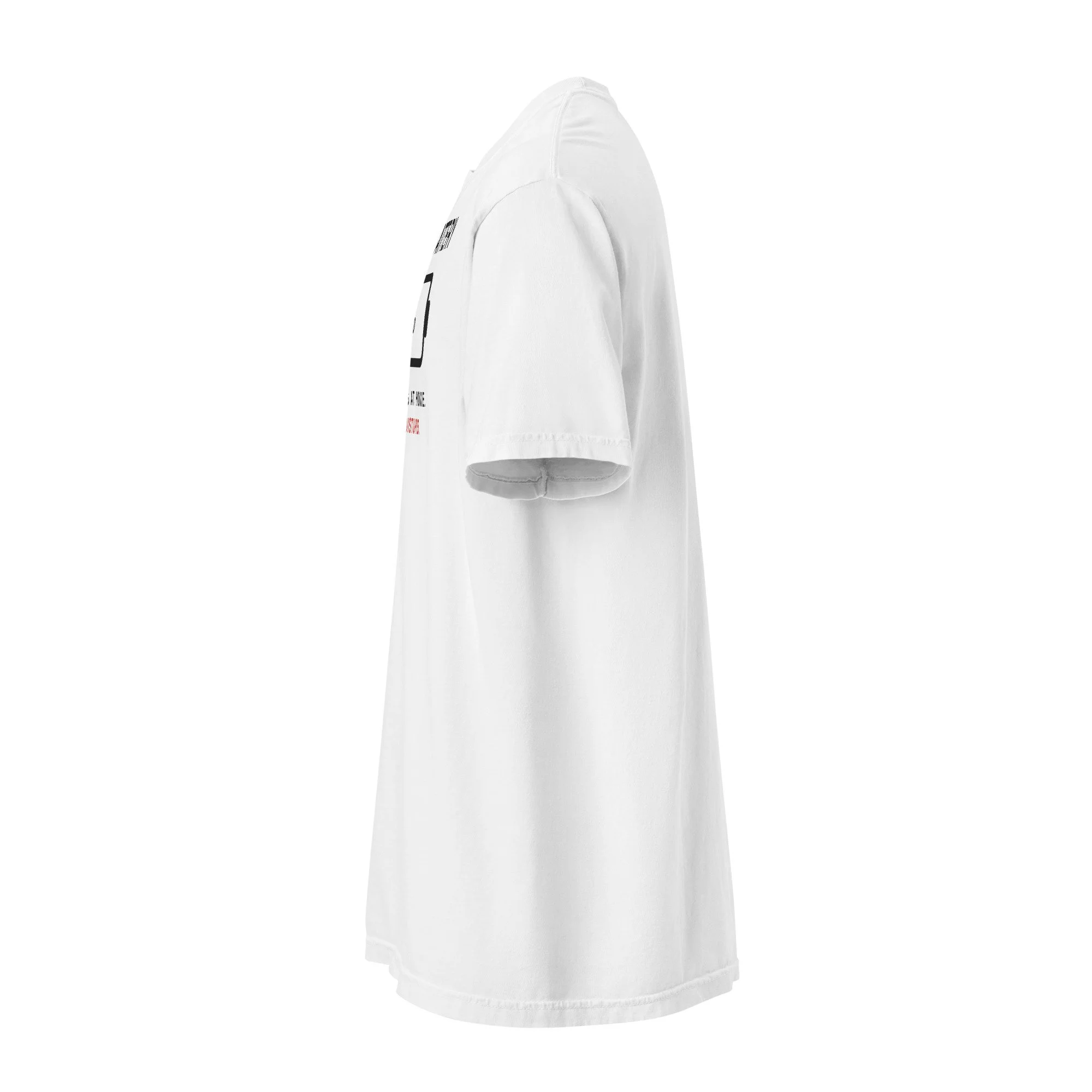Social Battery 3% Tee in white, left view