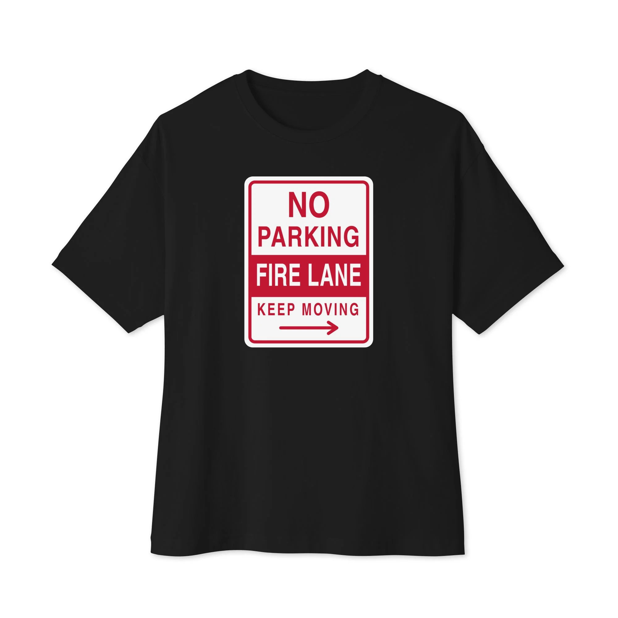 No Parking Oversized Tee in black, front view