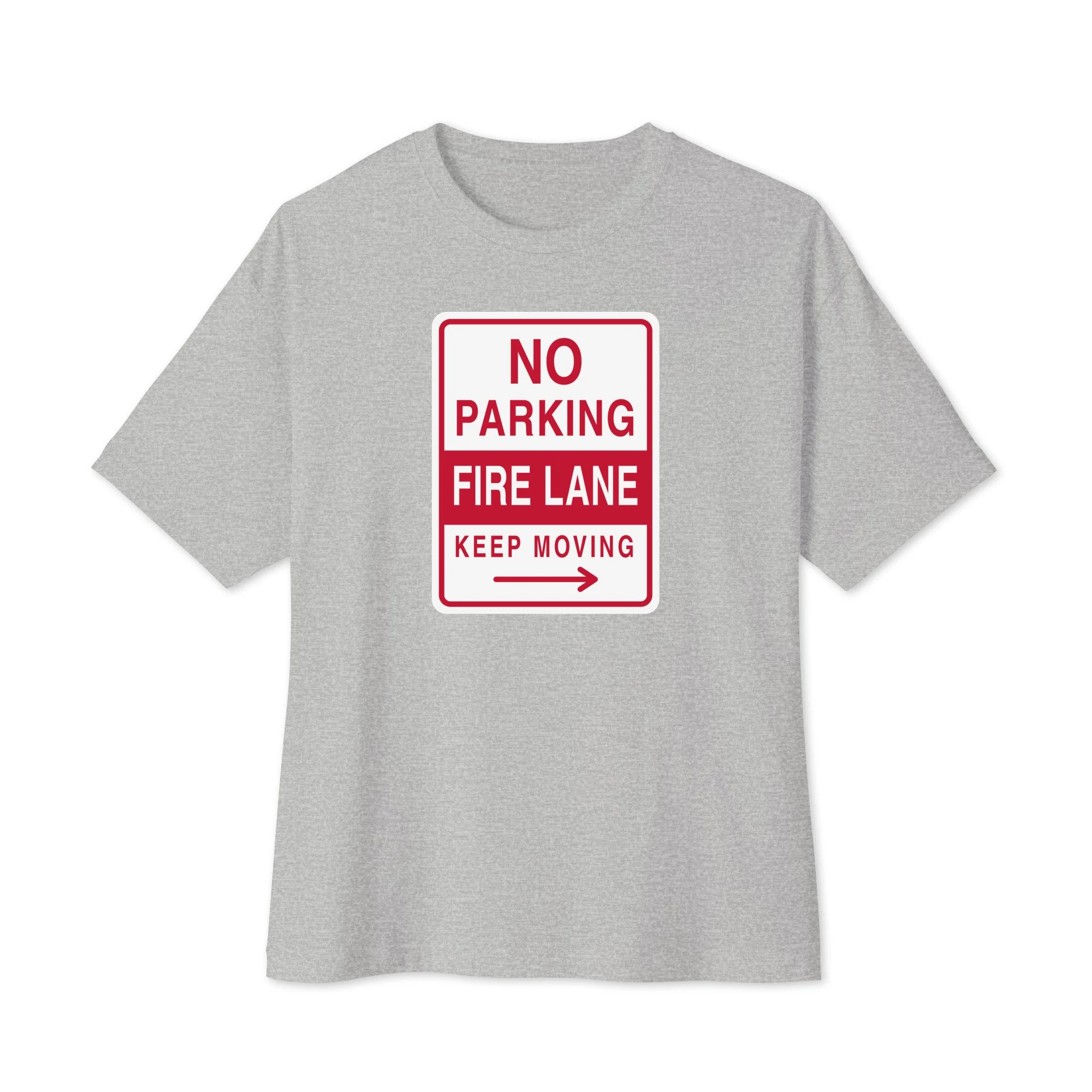 No Parking Oversized Tee in athletic heather, front view