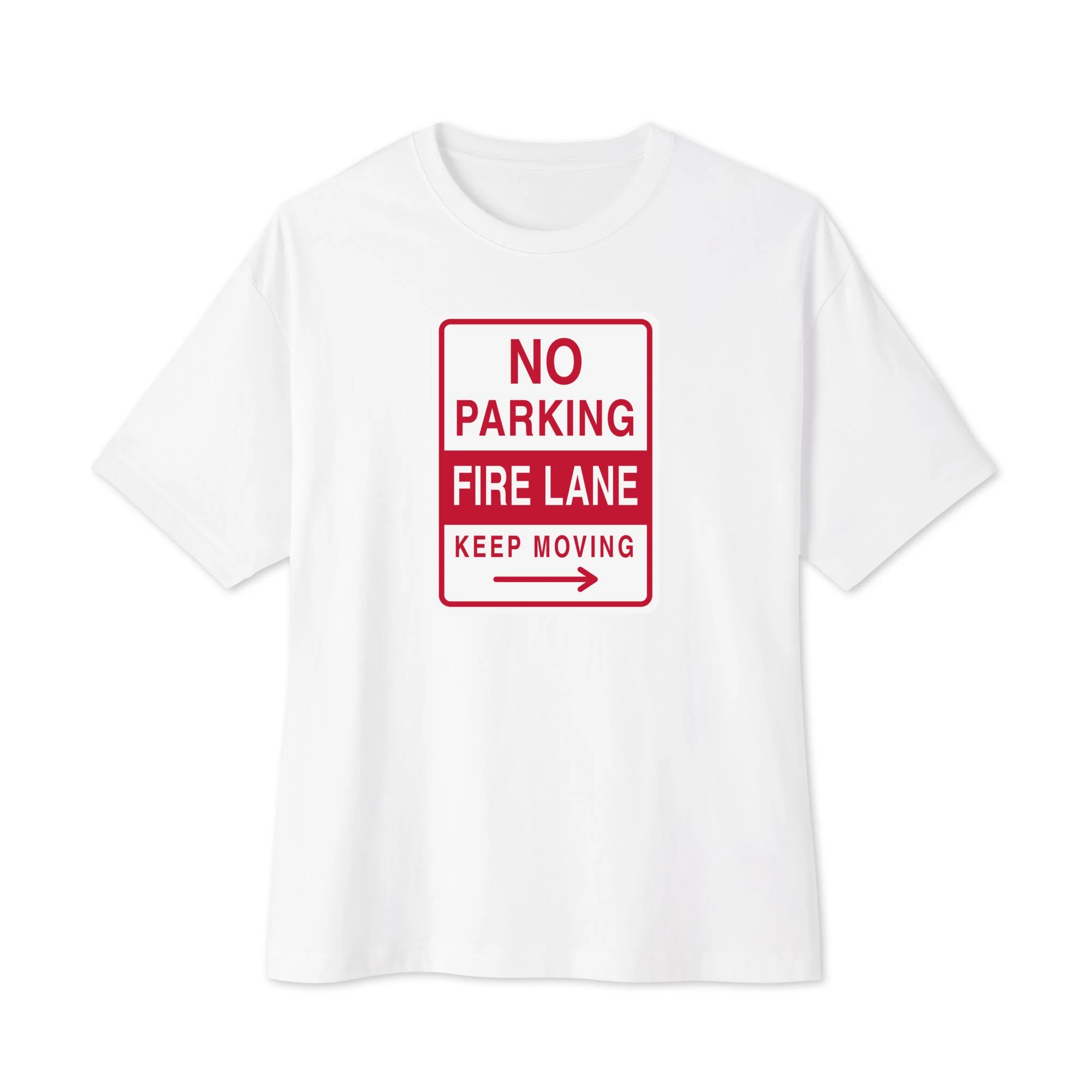No Parking Oversized Tee in white, front view