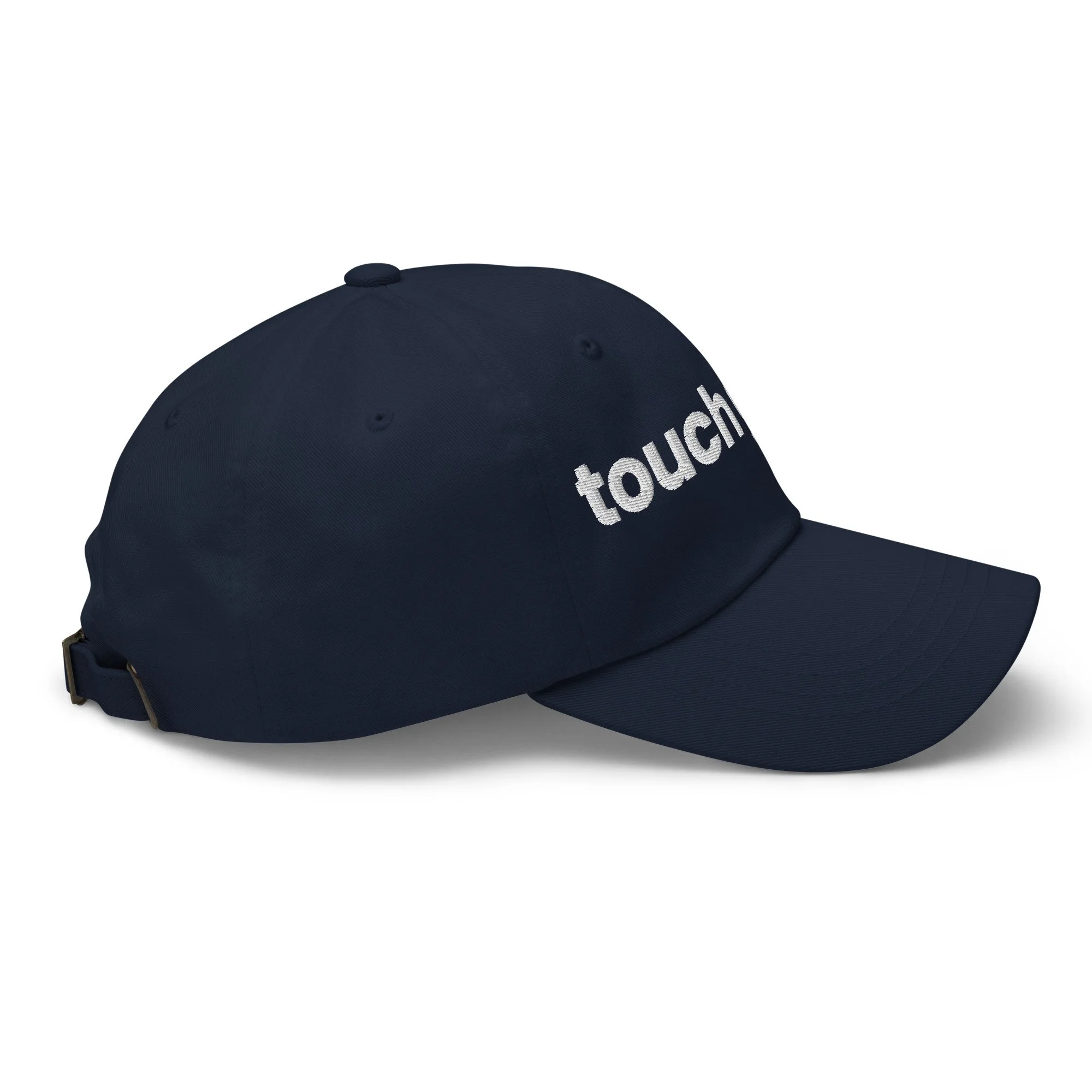 Touch Grass Embroidered Dad Hat in navy, right side view