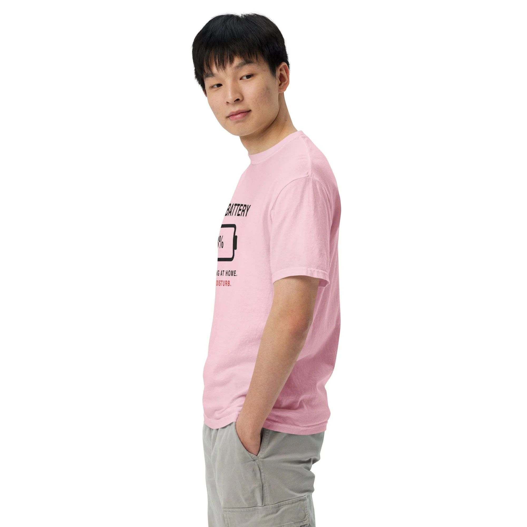 Social Battery 3% Tee in blossom, left view