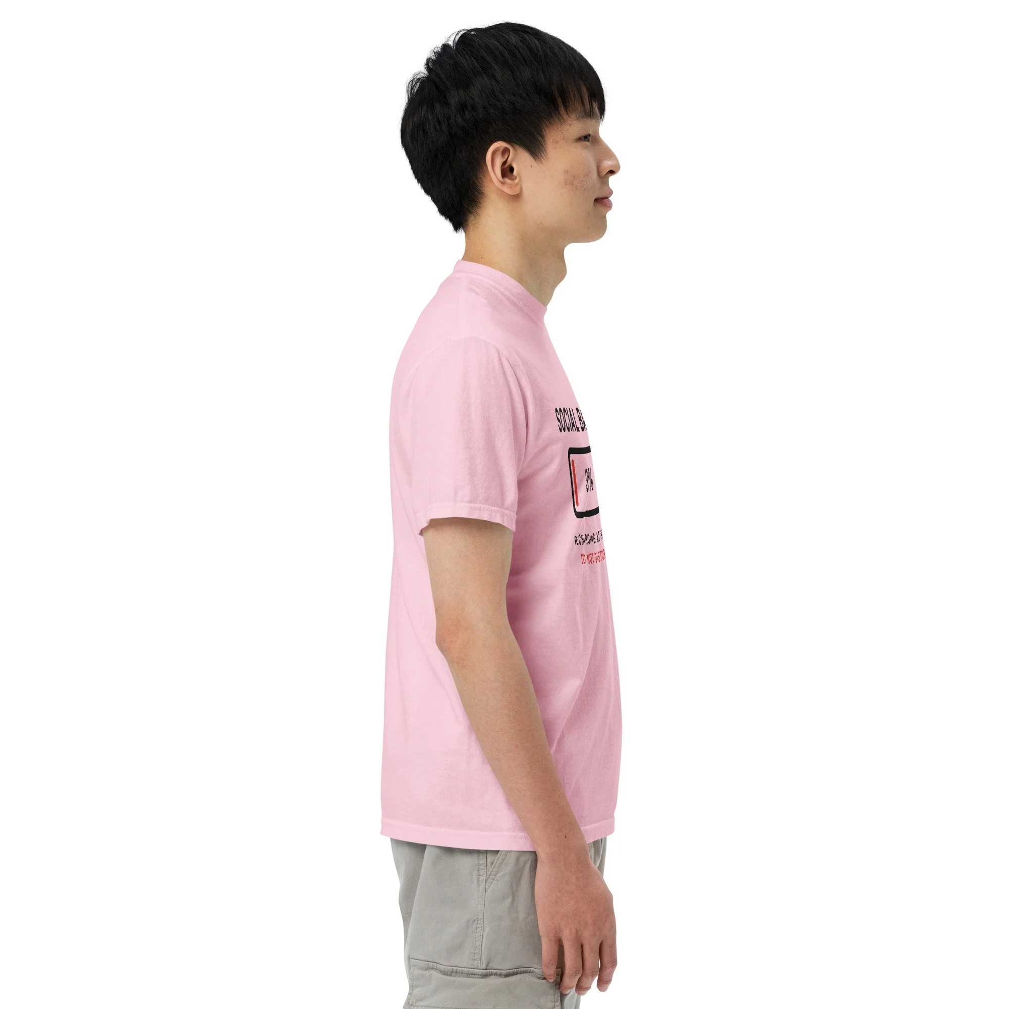 Social Battery 3% Tee in blossom, right view