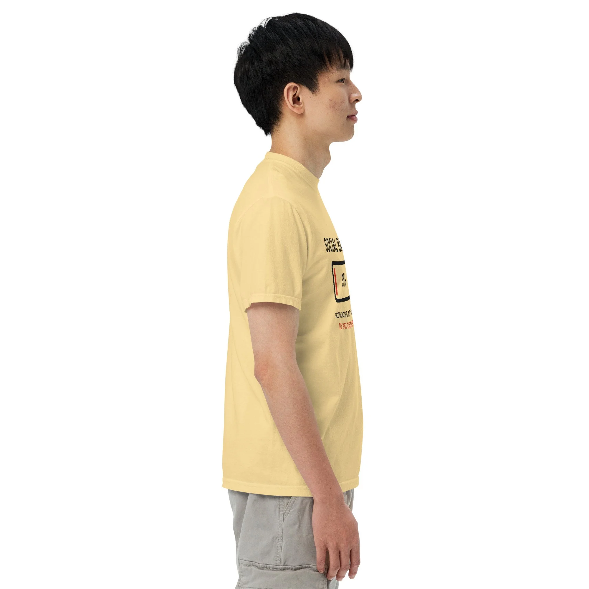 Social Battery 3% Tee in butter, right view