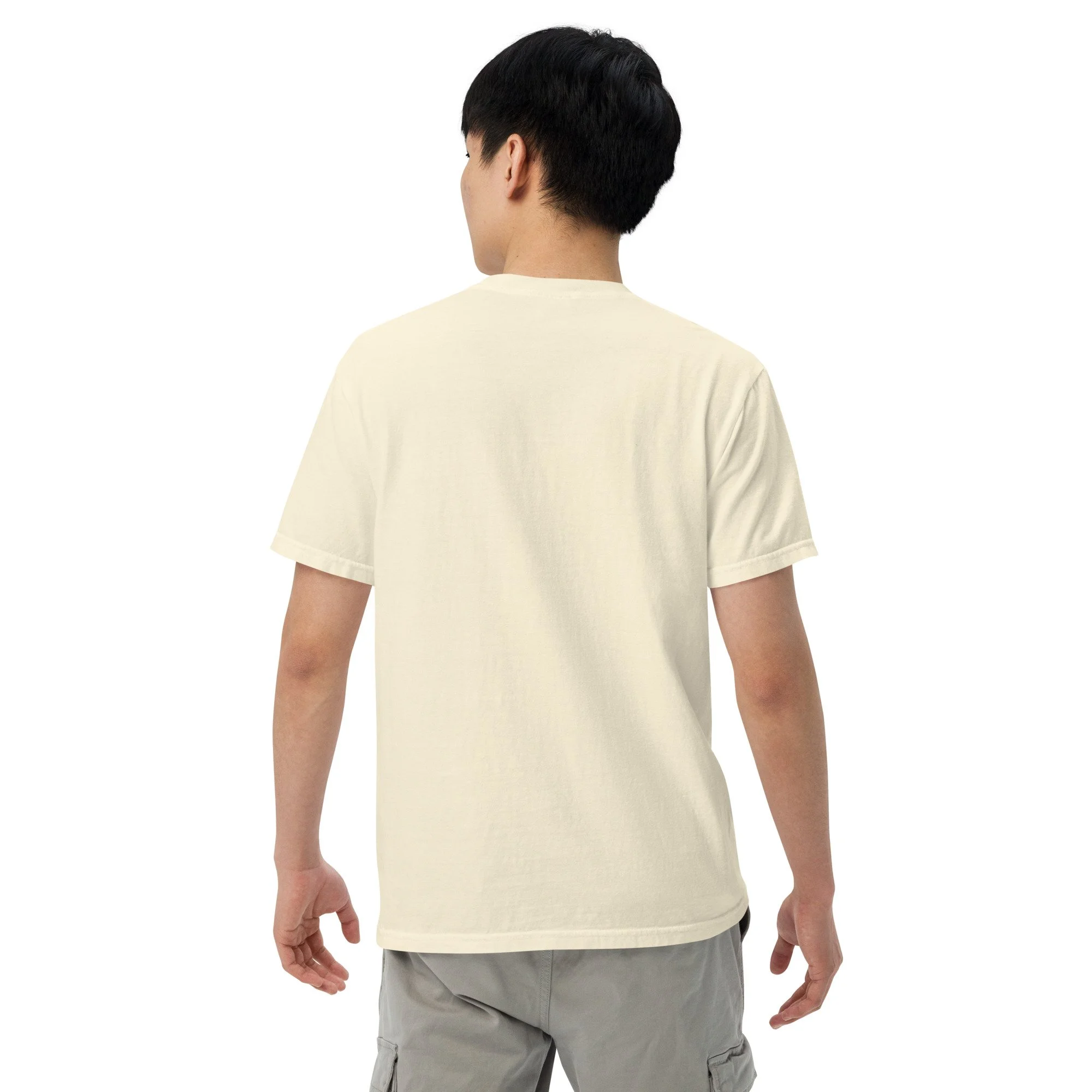 Slow Lane Retro Tee in ivory, back view