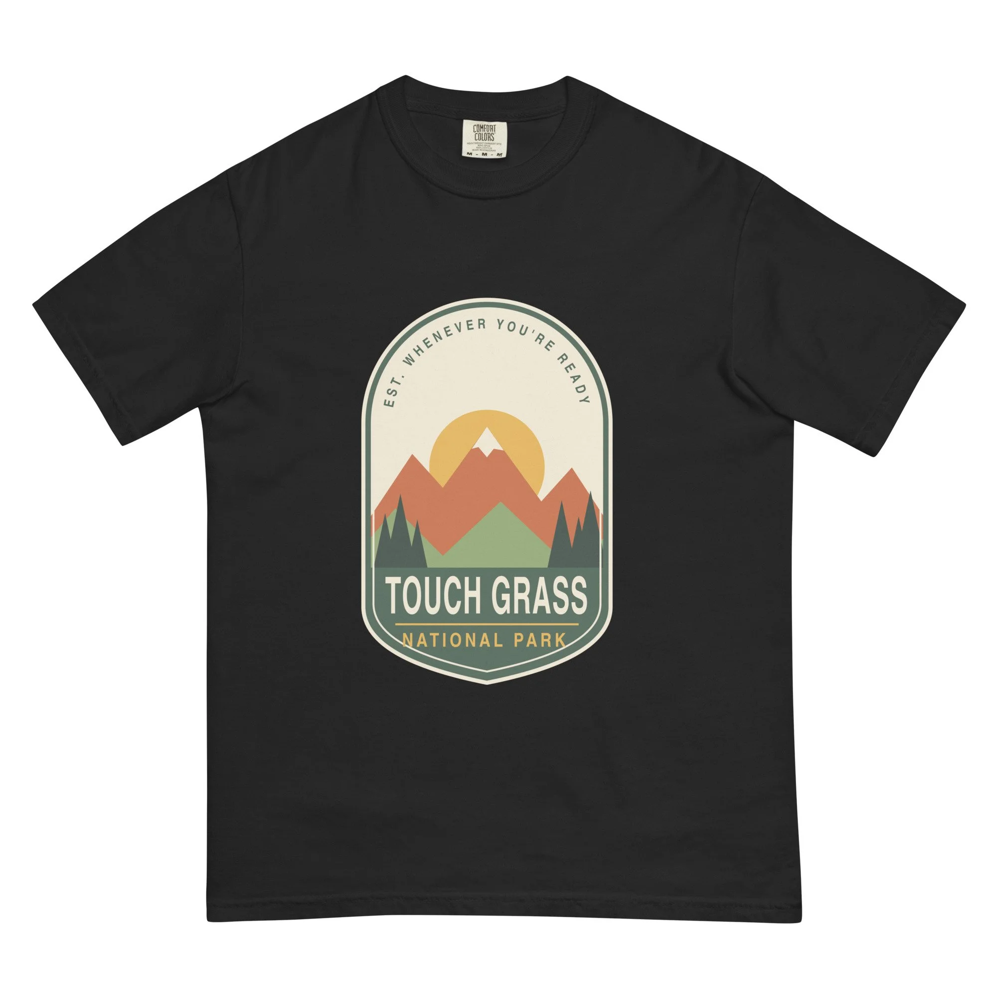 Touch Grass National Park Tee in black, front view