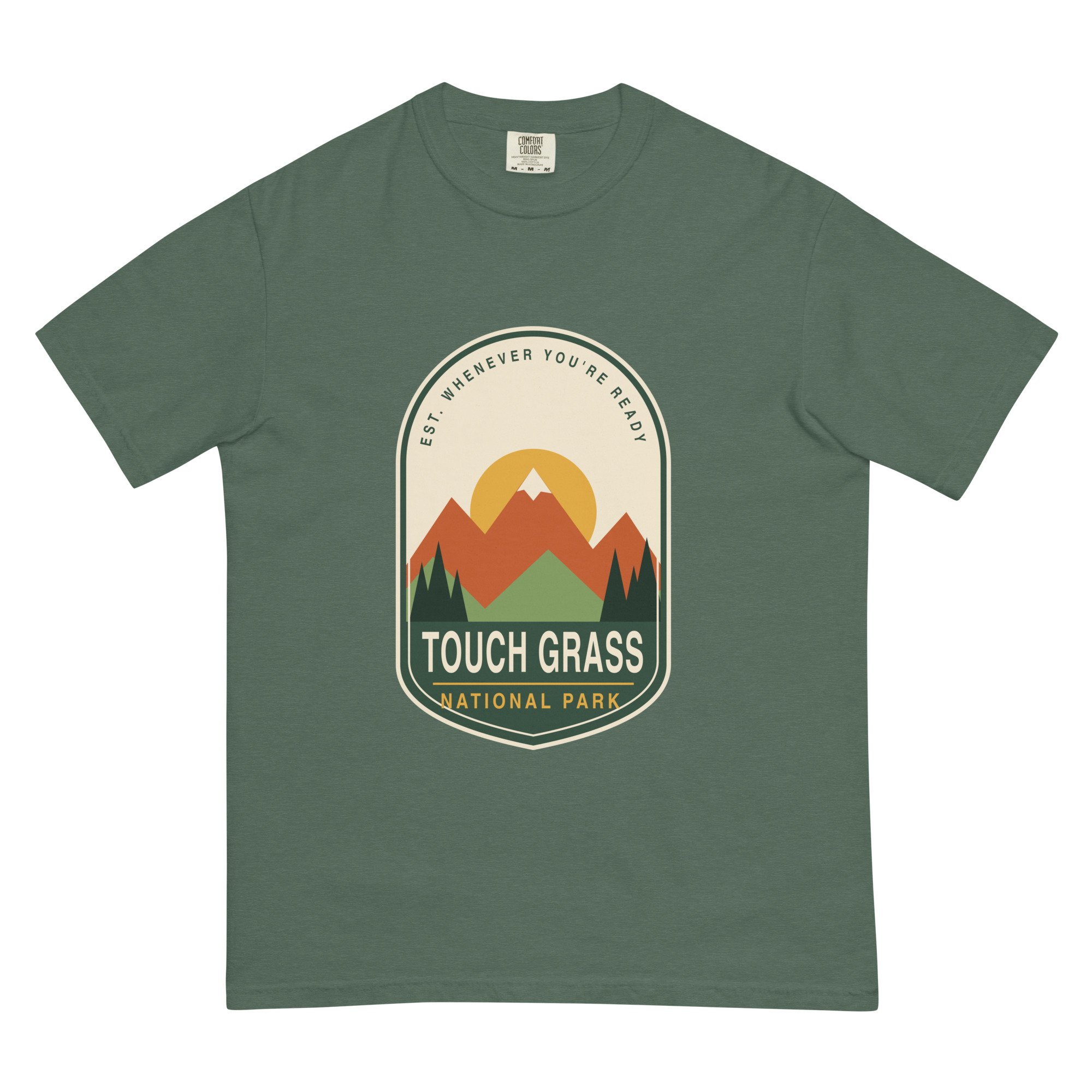 Touch Grass National Park Tee in blue spruce, front view
