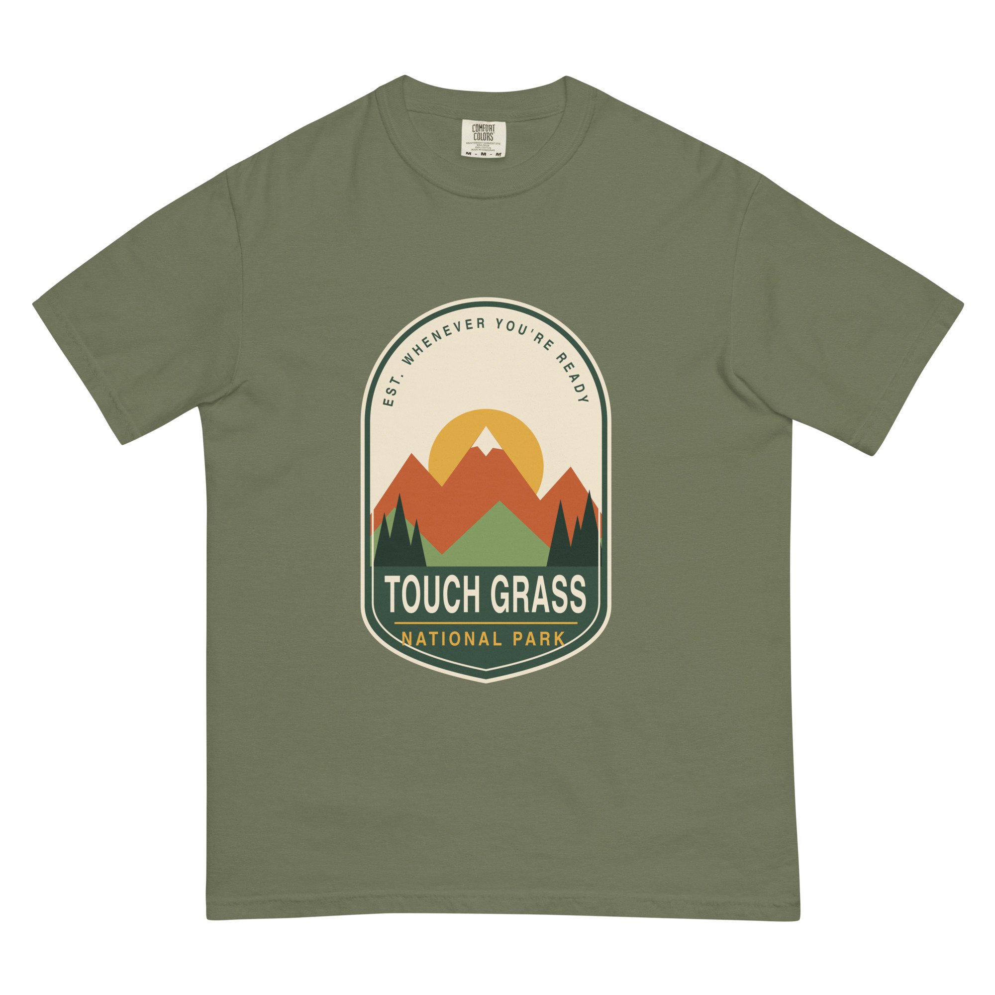 Touch Grass National Park Tee in moss, front view