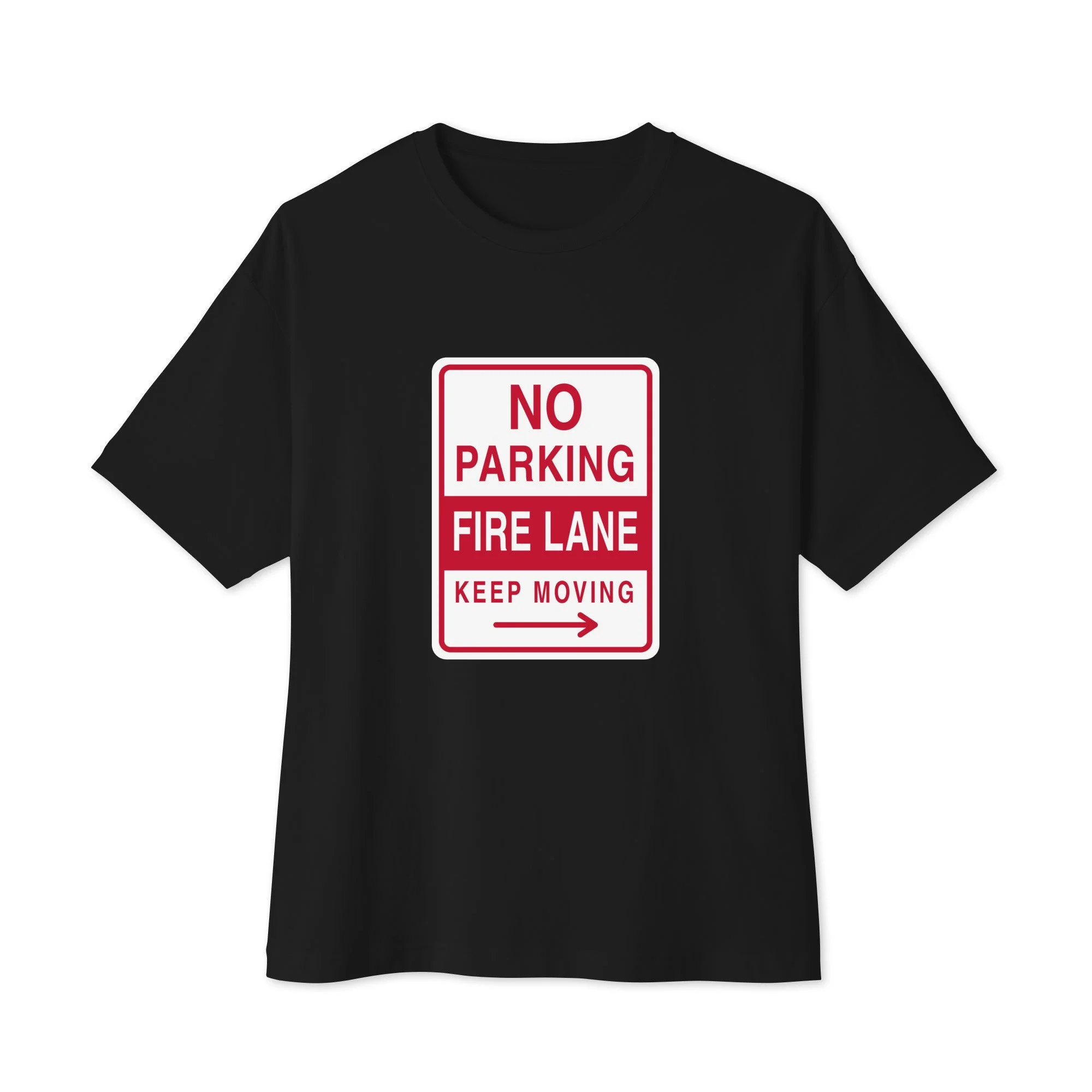 No Parking Oversized Tee in black, front view