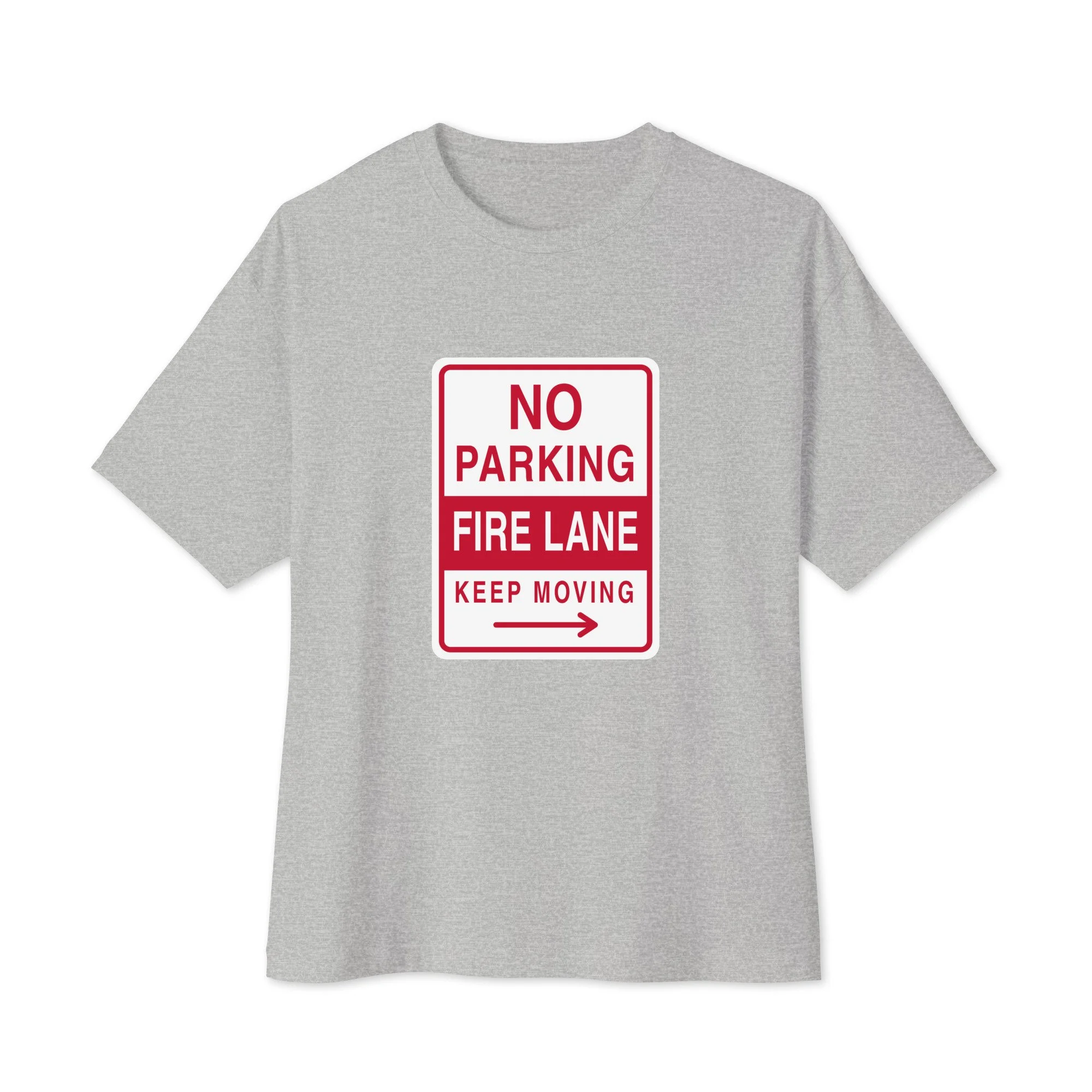 No Parking Oversized Tee in athletic heather, front view