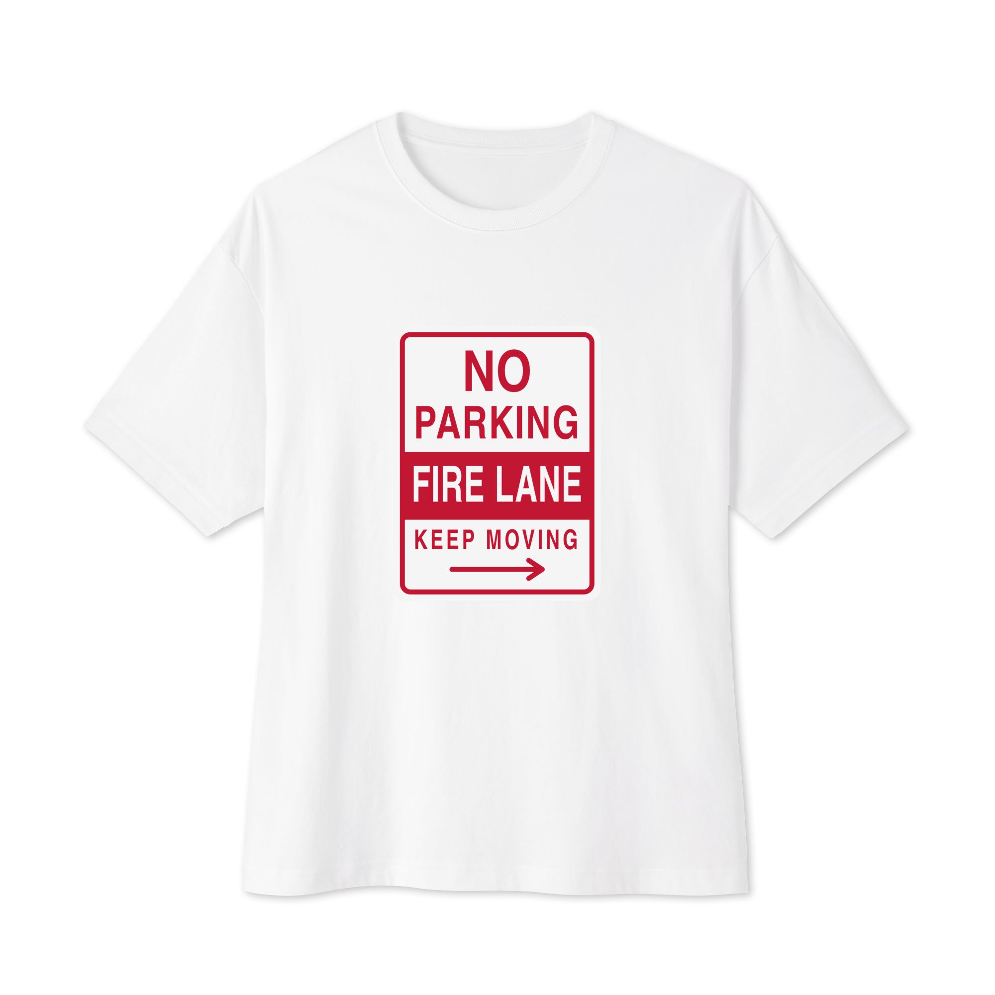 No Parking Oversized Tee in white, front view