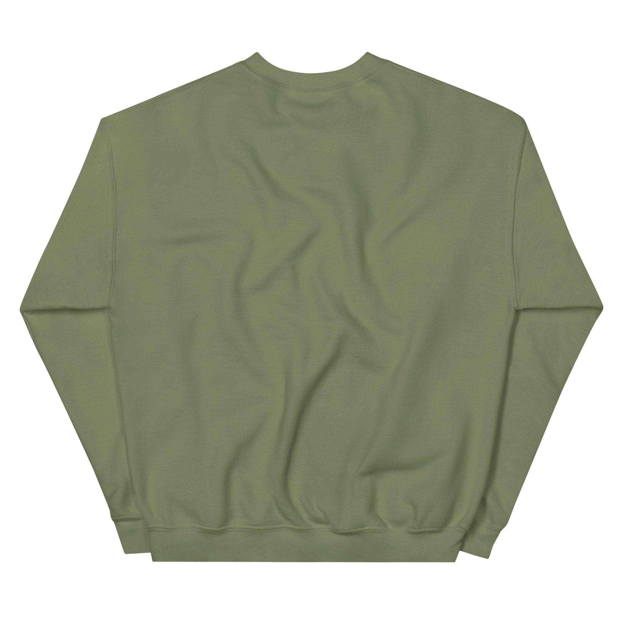 Homebody Social Club Embroidered Crewneck in military green, back view