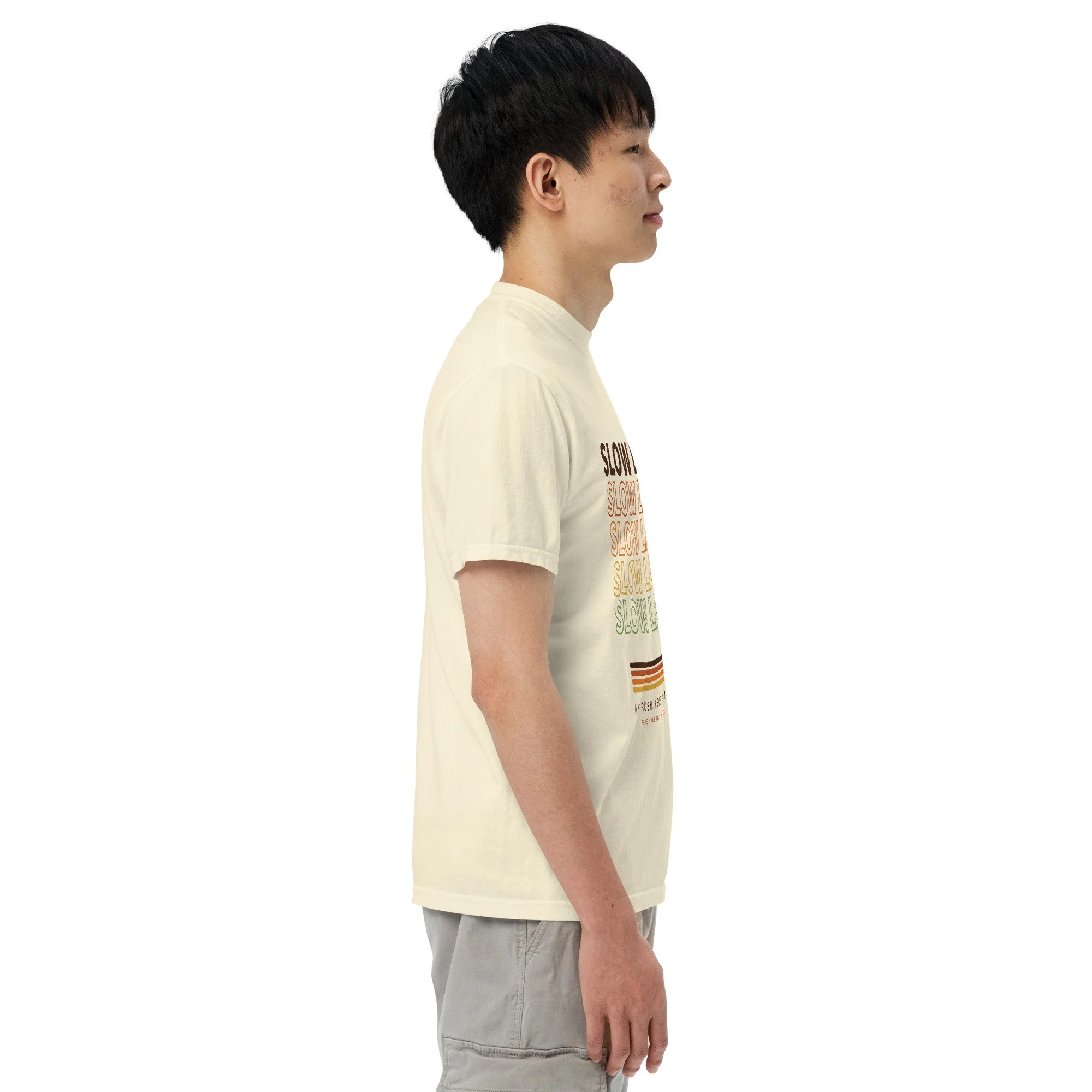 Slow Lane Retro Tee in ivory, right view
