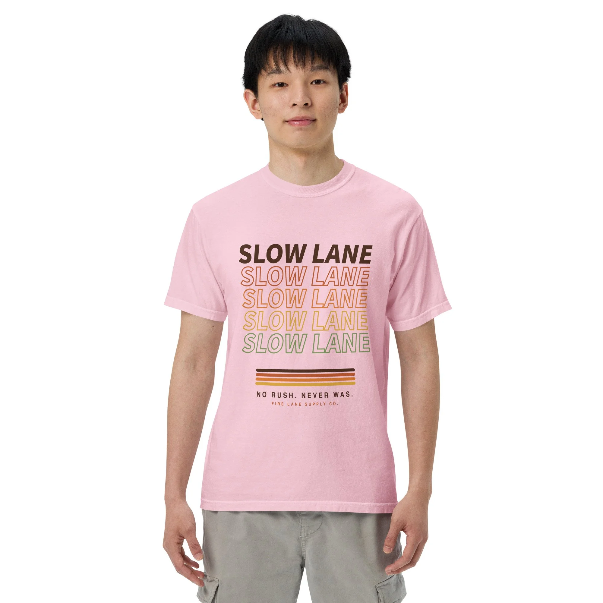 Slow Lane Retro Tee in blossom, front view